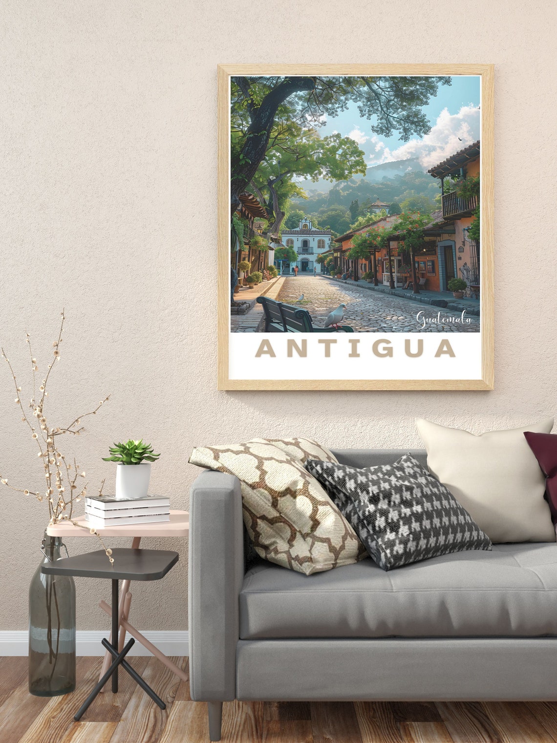 Antigua Guatemala Travel Poster Cobblestone Street Old Town Charm - Image 3