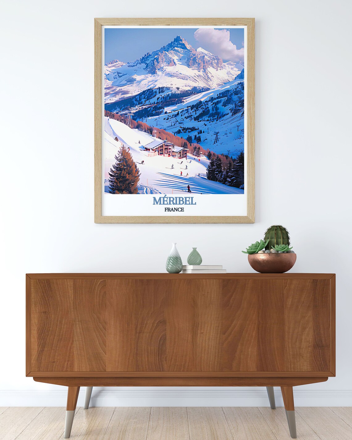 Mribel Ski Resort Retro Travel Poster, Three Valleys - Image 2
