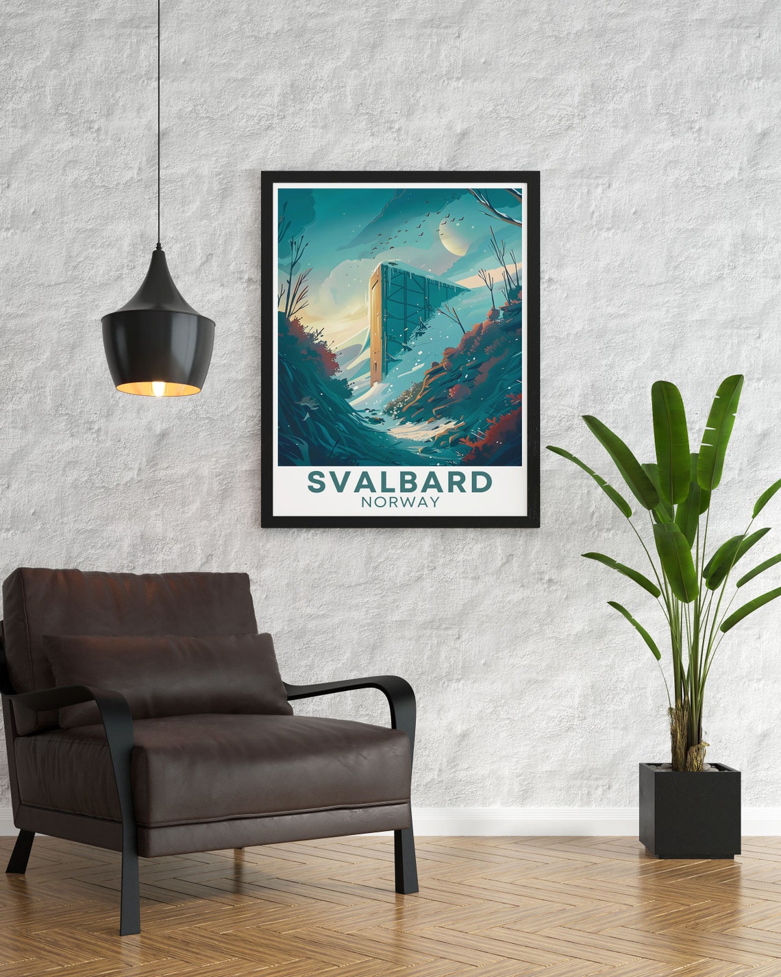 Svalbard Norway Arctic Mountain Vault Moonlit Night Sky Poster - Image 3