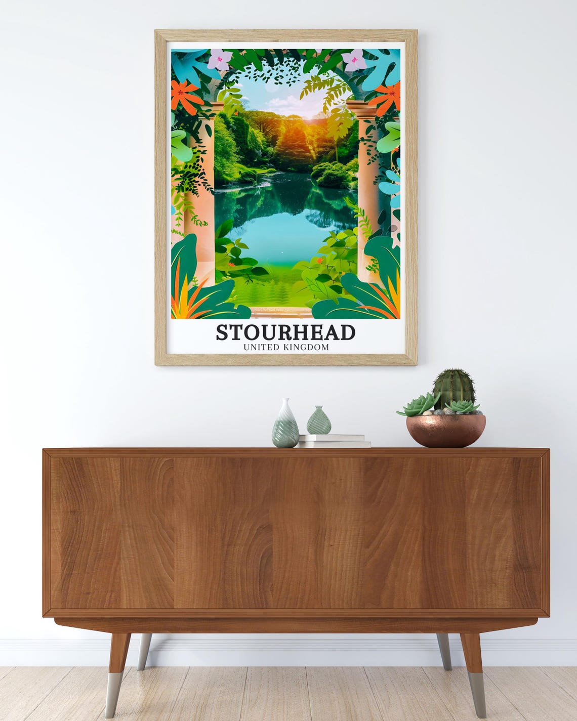 Stourhead United Kingdom Garden Lake Temple Columns Floral Poster - Image 3