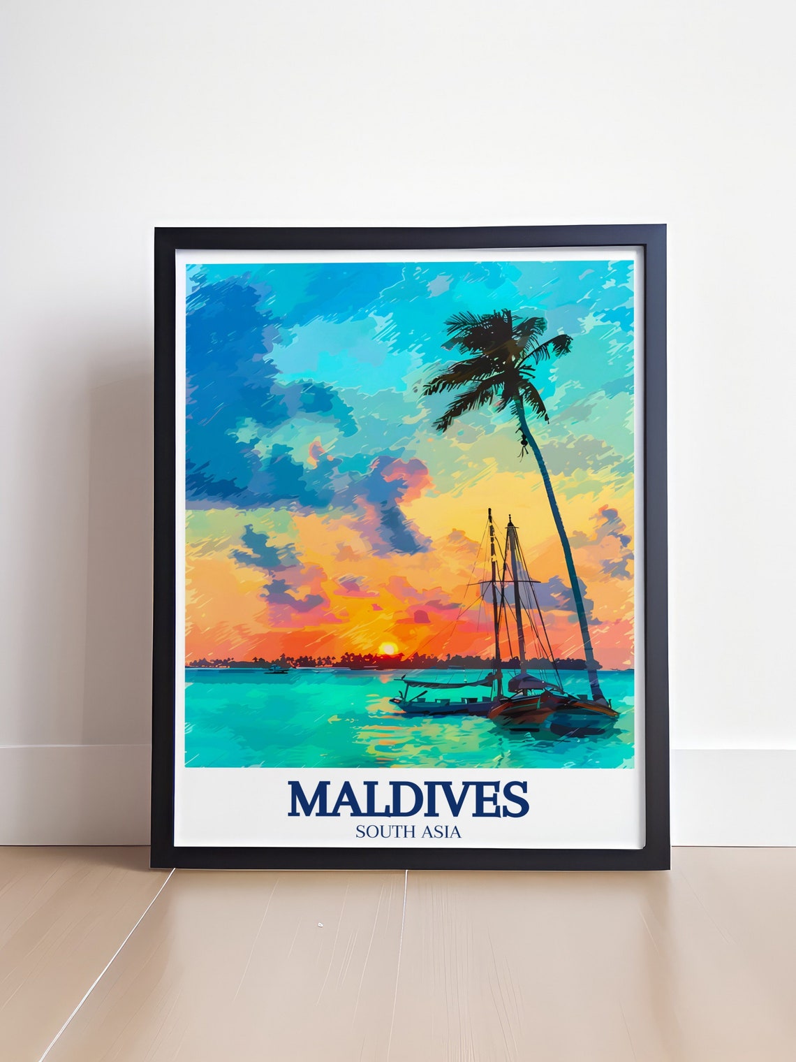 Maldives Travel Wall Art Maldivian Dhoni Boats And Velassaru Island Wall Art Collection Travel Prints Of Maldives - Image 4