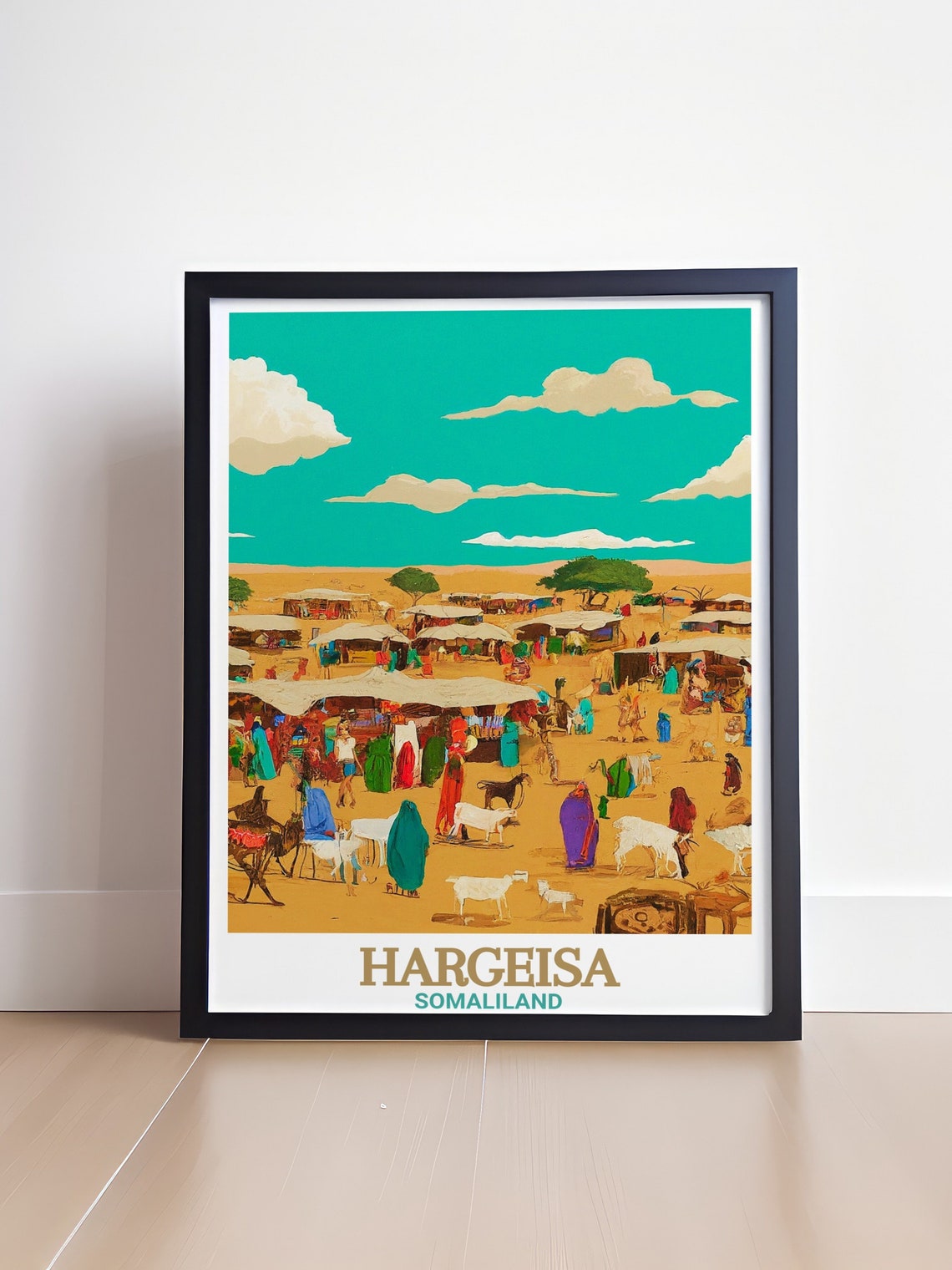 Hargeisa Wall Art Livestock Market Travel Posters Somaliland Travel Print Livestock Market Travel Wall Art - Image 4