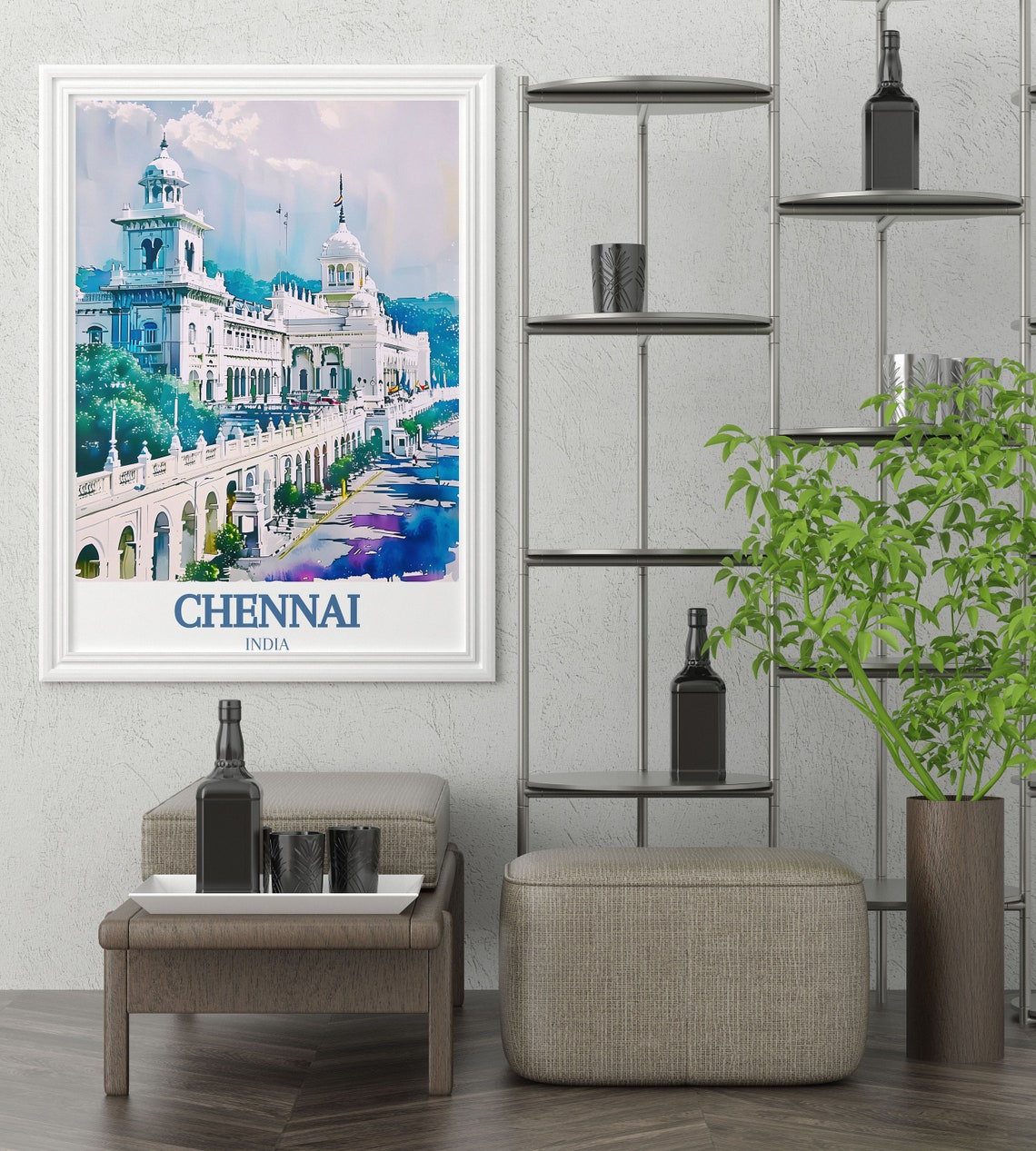Chennai Historic Colonial Landmark Building Watercolor Poster - Image 2