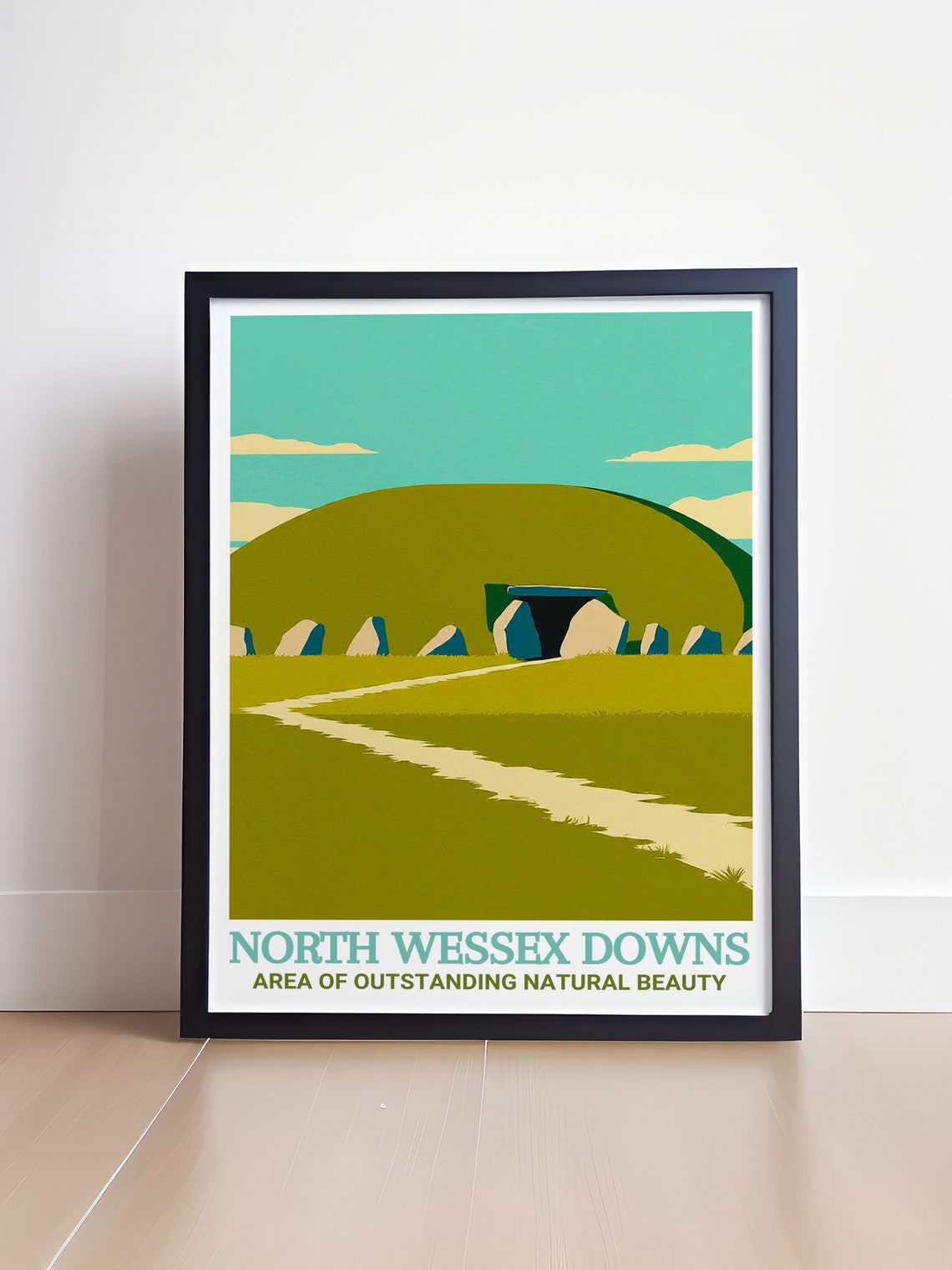 North Wessex Downs Travel Art West Kennet Long Barrow Print From Wessex Downs West Kennet Long Barrow Aonb Poster And Gifts - Image 4