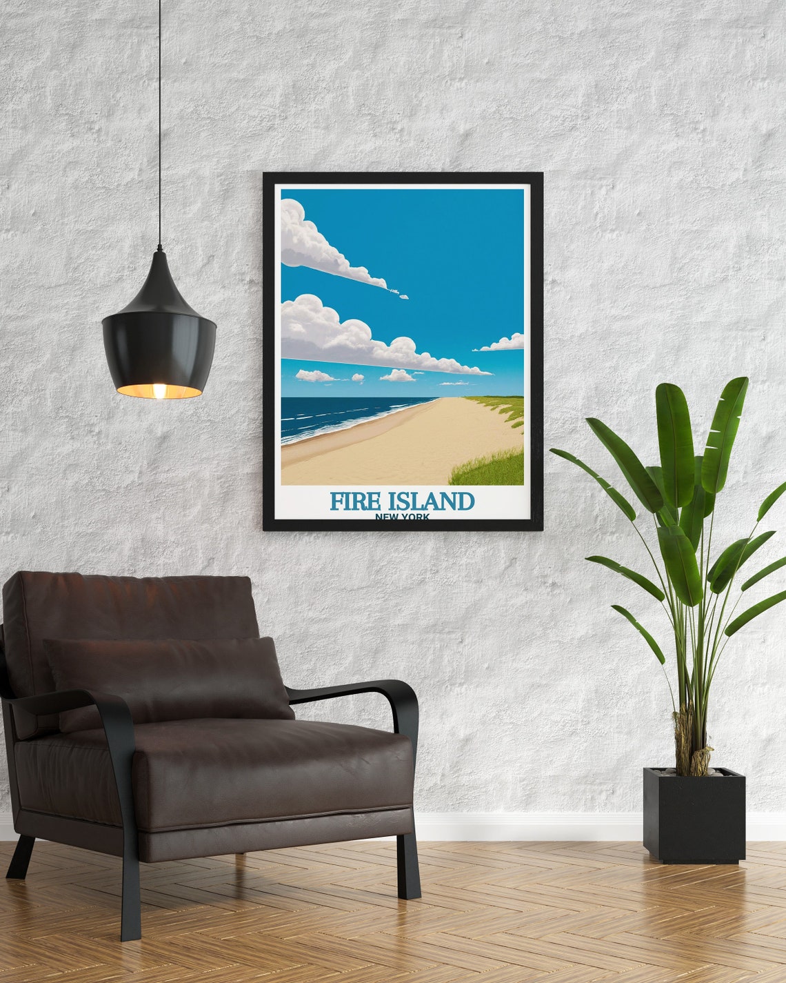 Fire Island New York Ocean Beach Dunes Shoreline Waves Poster - Image 3