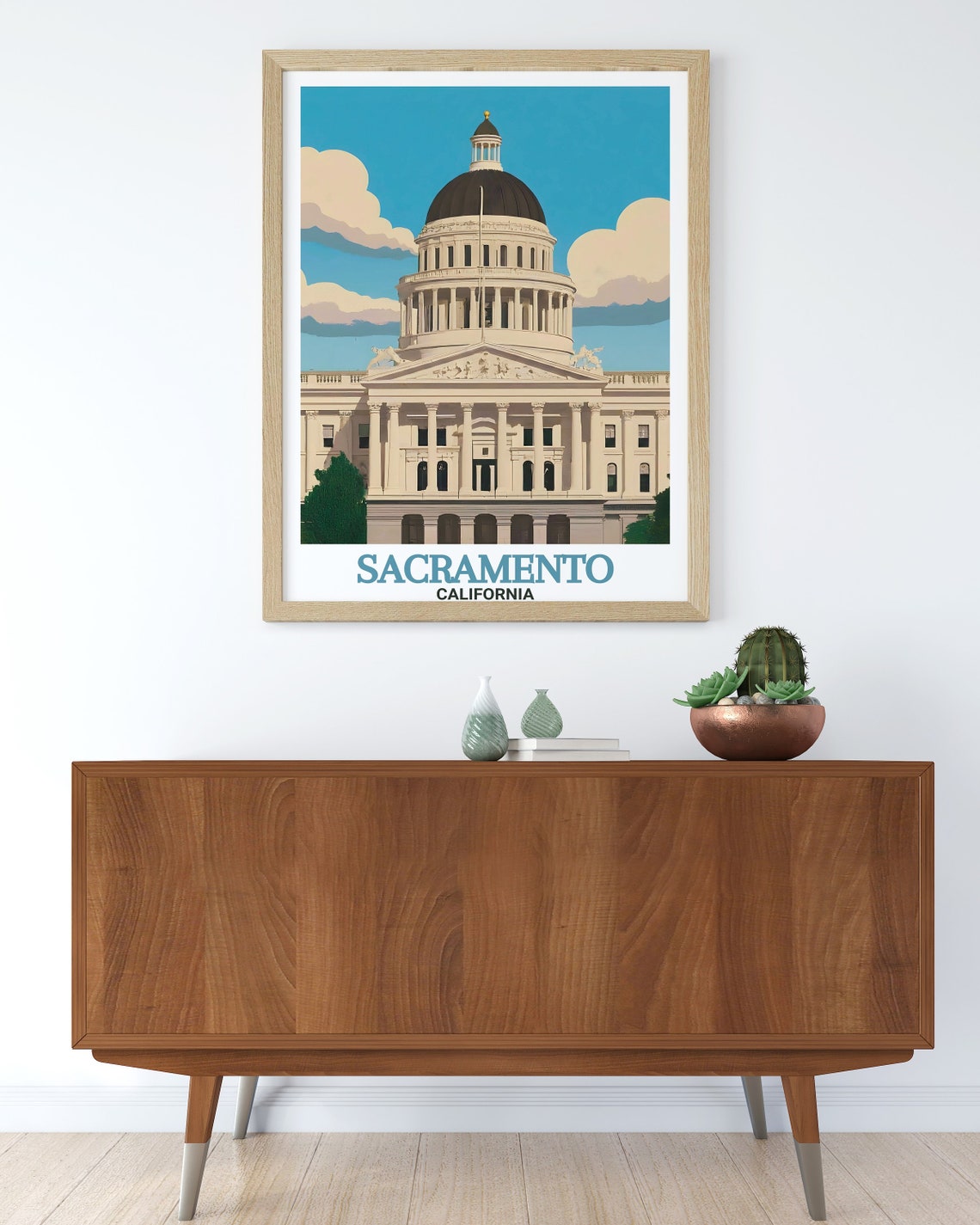 California State Capitol Dome Sacramento Vintage Travel Poster - Image 2