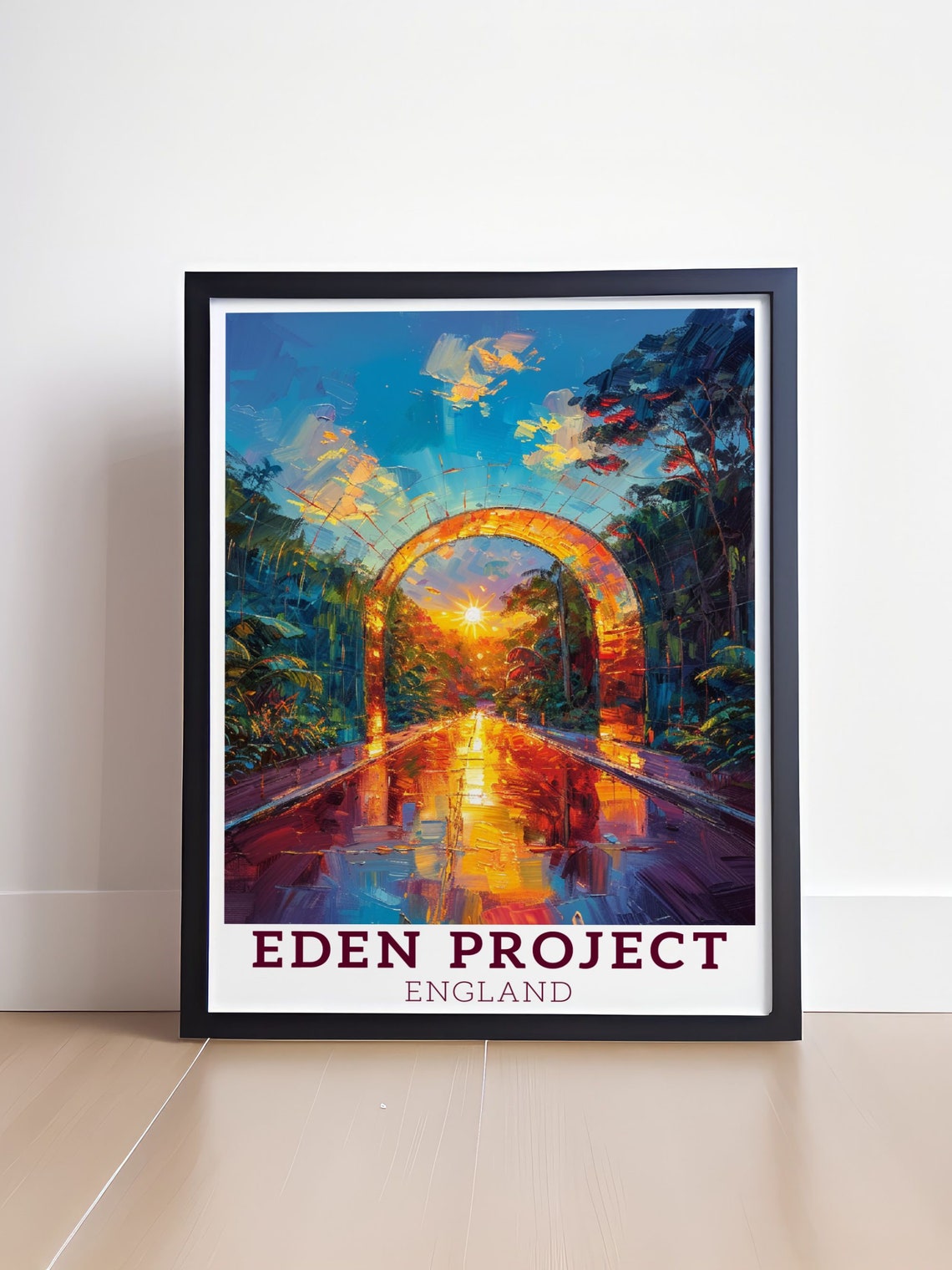 Eden Project Sunset Greenhouse Tunnel England Travel Art Poster - Image 4