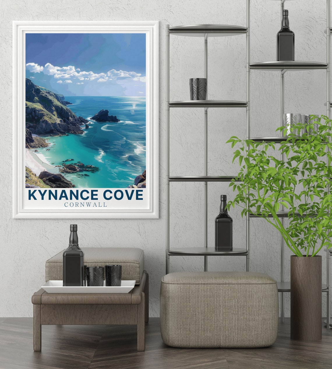 Kynance Cove Turquoise Waters and Rocky Sea Stacks Cornwall Poster - Image 3