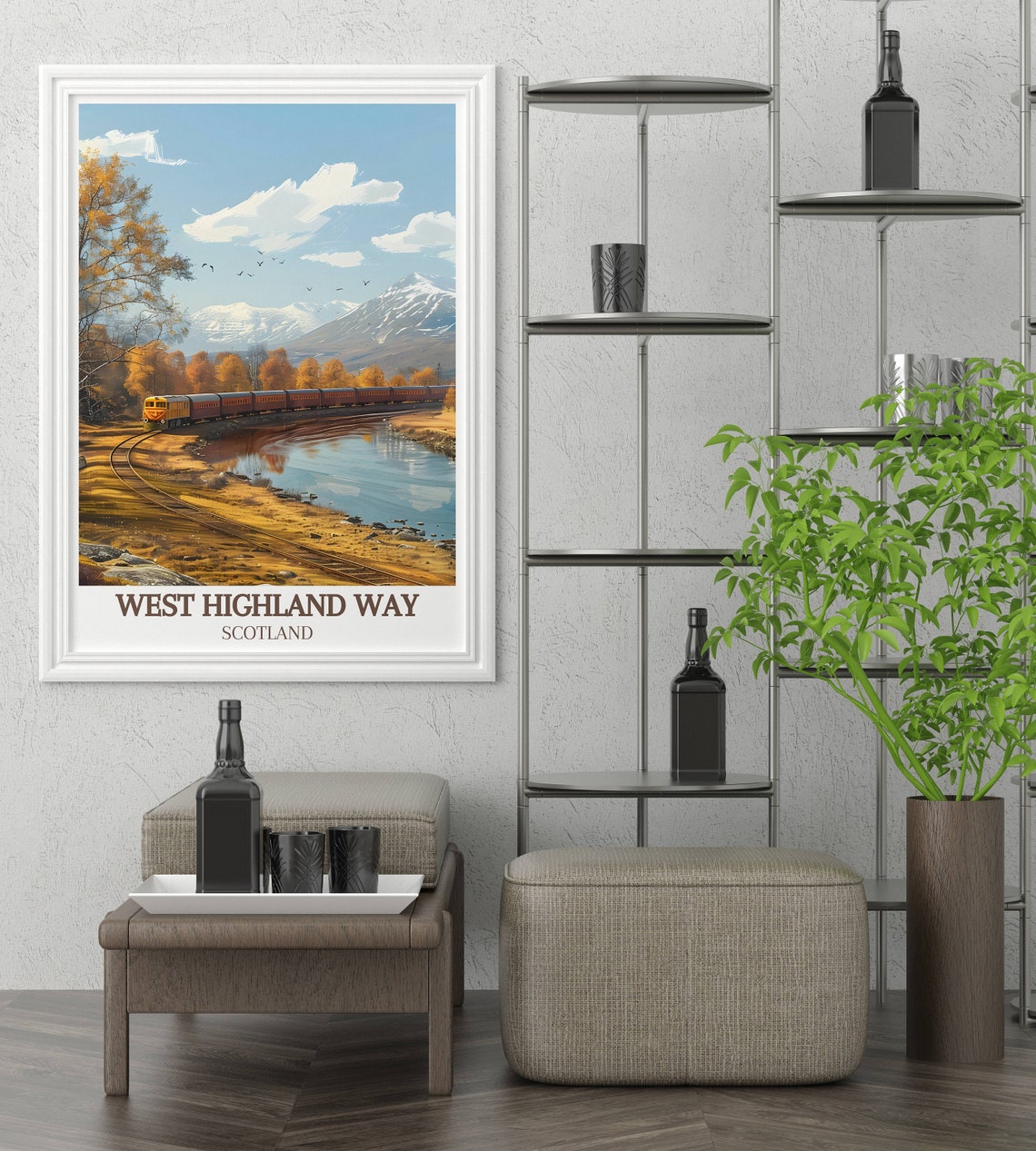 West Highland Way Scotland Autumn Train Moorlands View Poster - Image 3