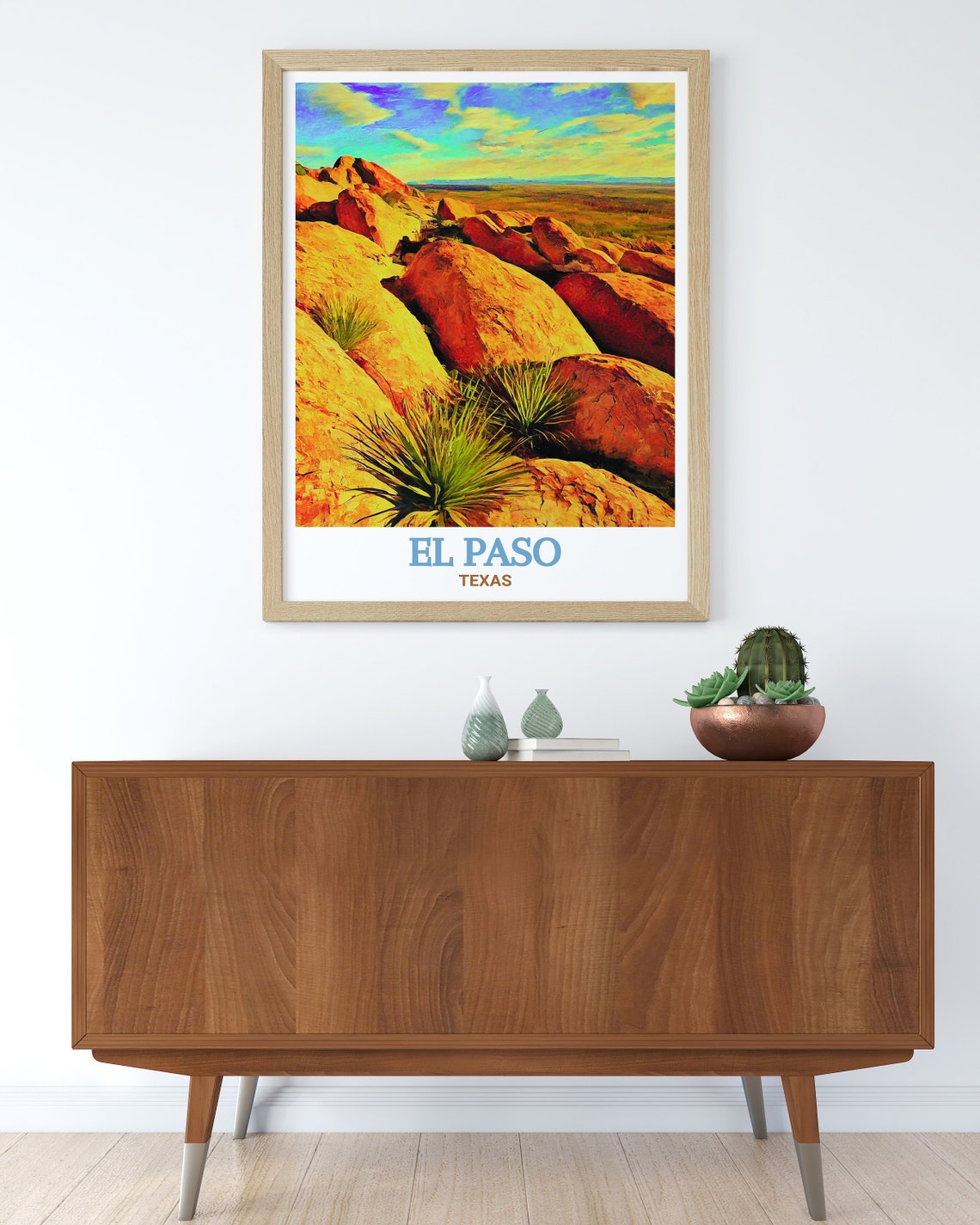 El Paso Texas Hueco Tanks Golden Boulders Desert Travel Poster - Image 2