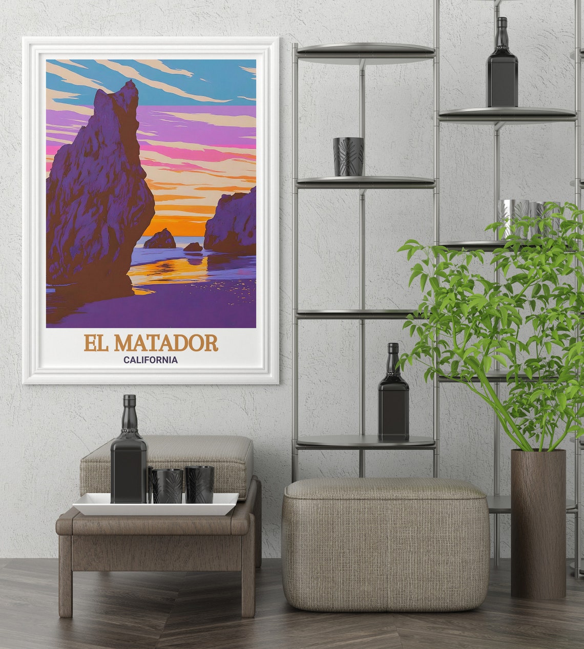 El Matador California Sunset Sea Stack Purple Sky Travel Poster - Image 2