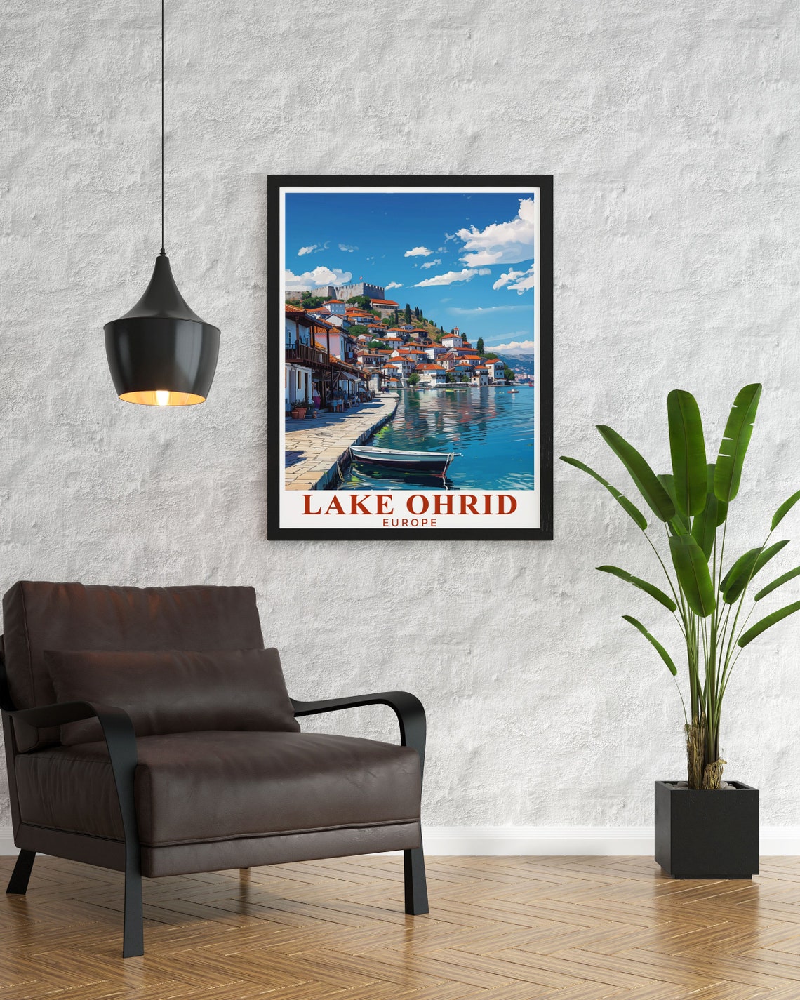 Lake Ohrid Lakeside Old Town Harbor View Europe Travel Poster - Image 2