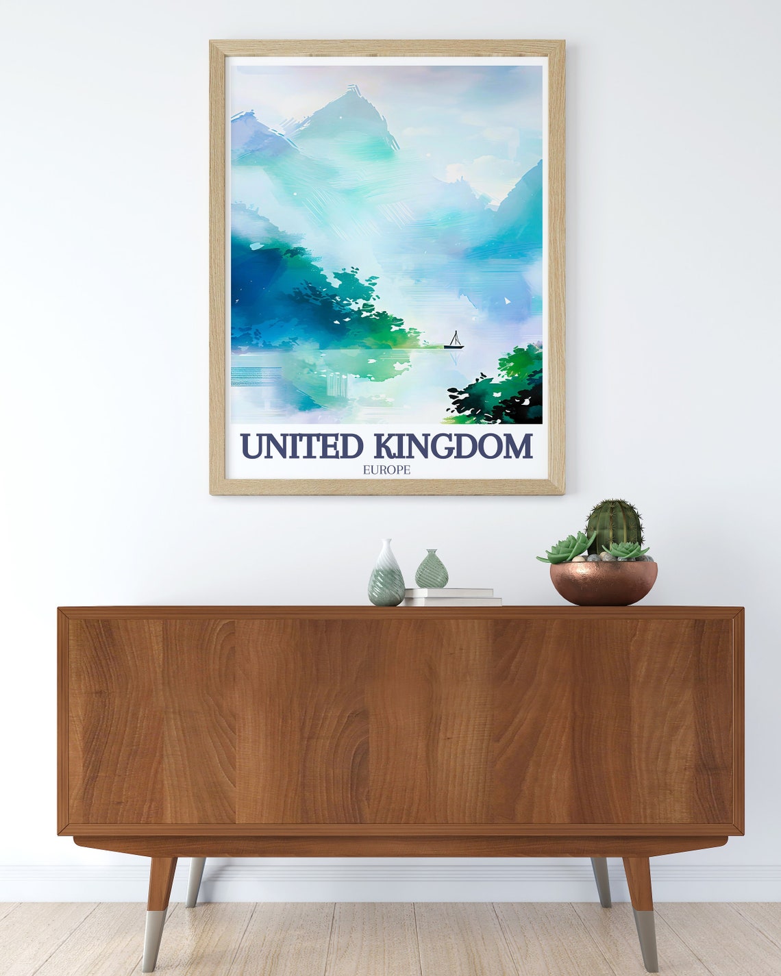 Loch Ness Scottish Highlands Misty Sailboat Loch Travel Poster - Image 2