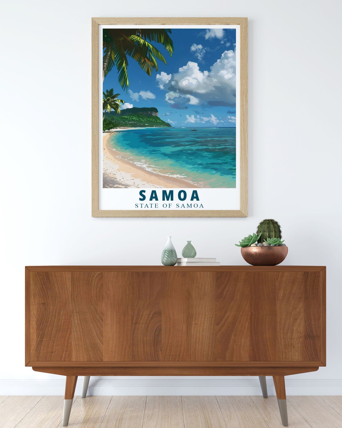 Lalomanu Beach White Sand Palm Turquoise Lagoon Samoa Island Poster - Image 2