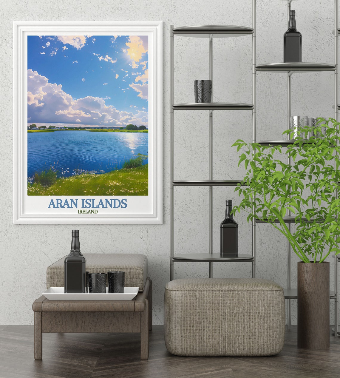 Aran Islands Ireland Lake Sunset Reflective Nature Travel Poster - Image 2