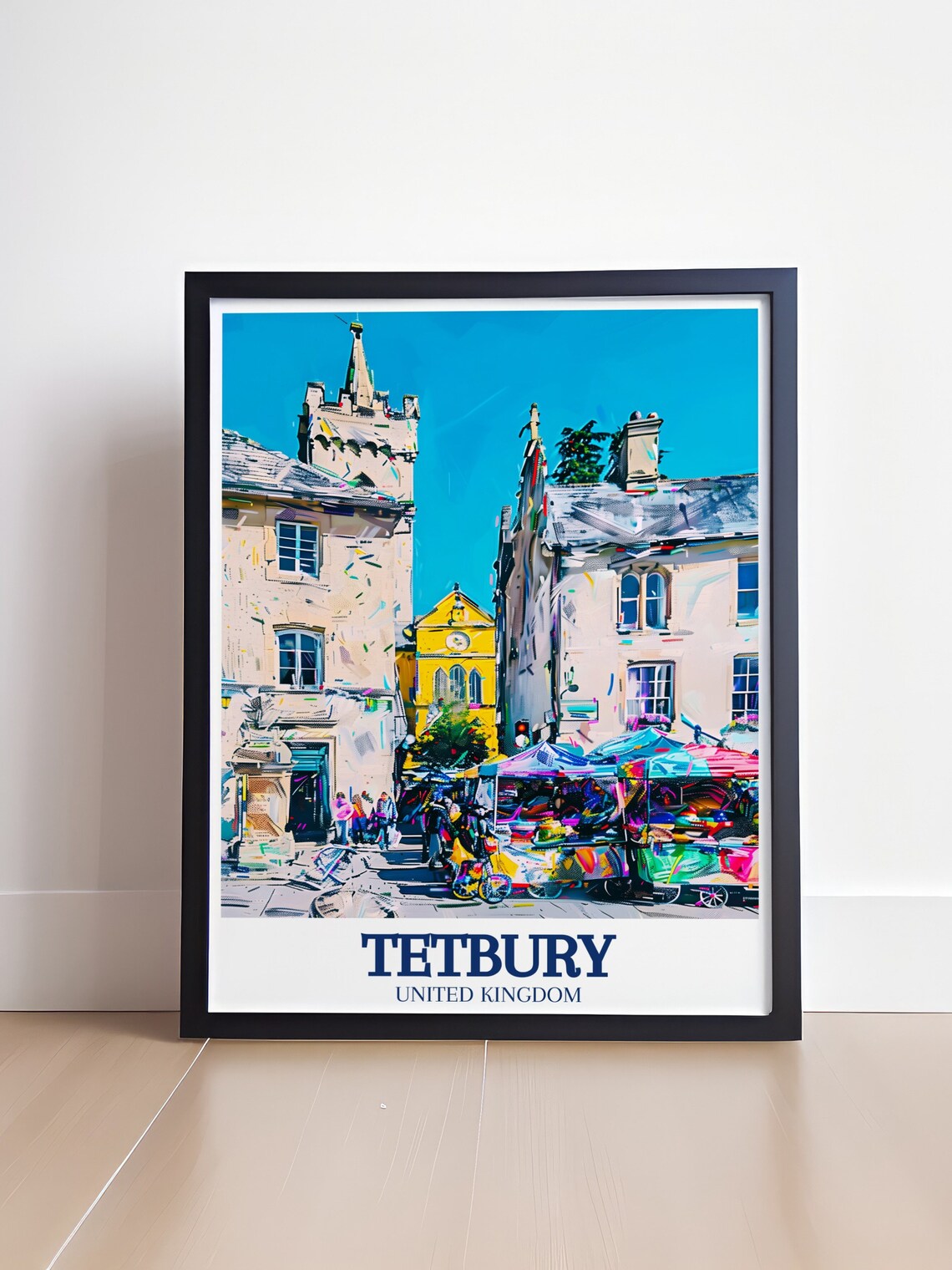 Tetbury Market Square Colorful England Cotswolds Travel Art Poster - Image 4