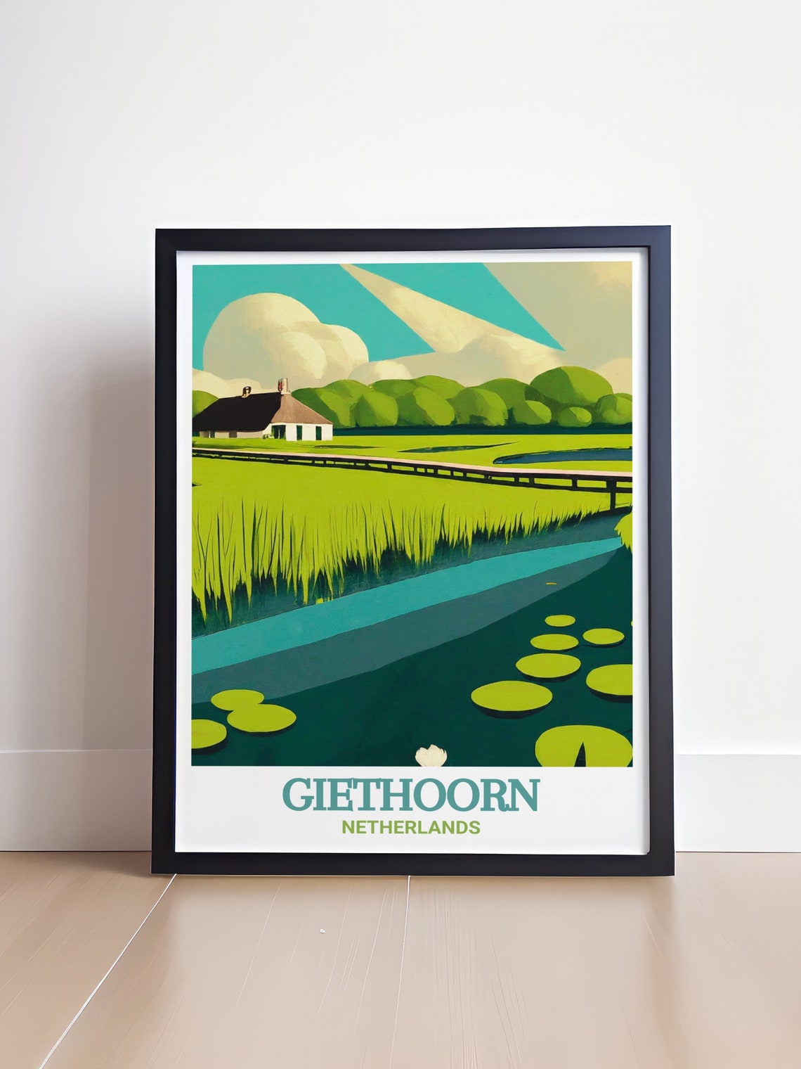 Giethoorn Travel Art Collection Weerribbenwieden National Park Posters Online Weerribbenwieden National Park Retro Posters - Image 4