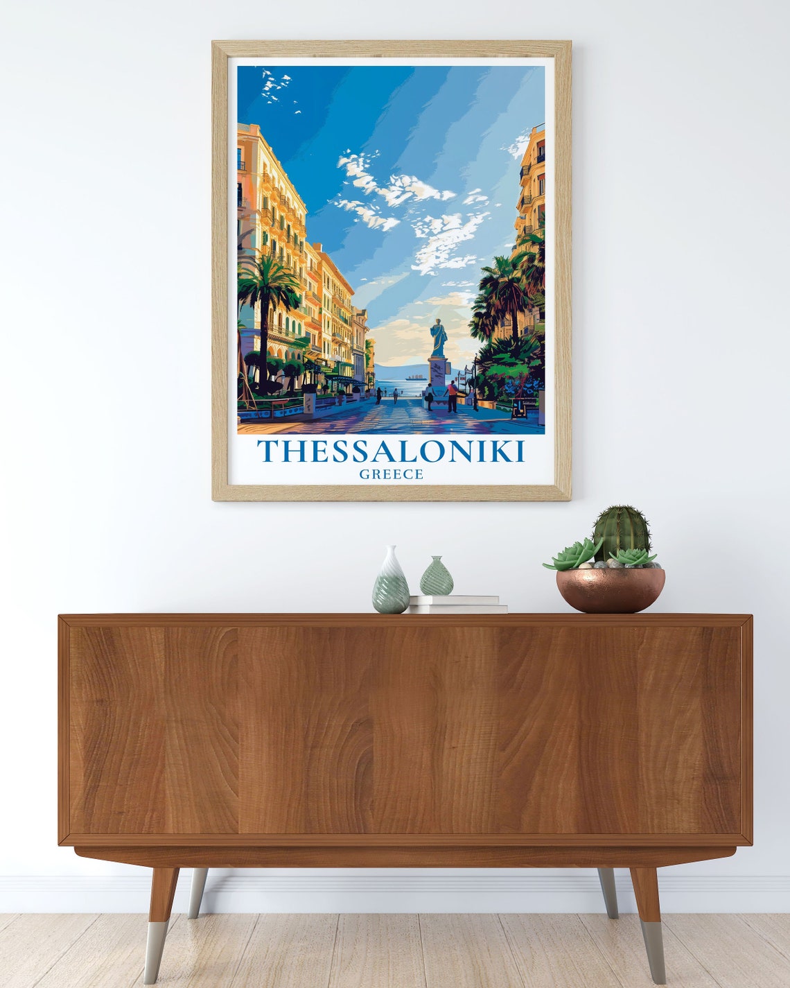 Thessaloniki Greece Waterfront Promenade Statue Illustration Poster - Image 2