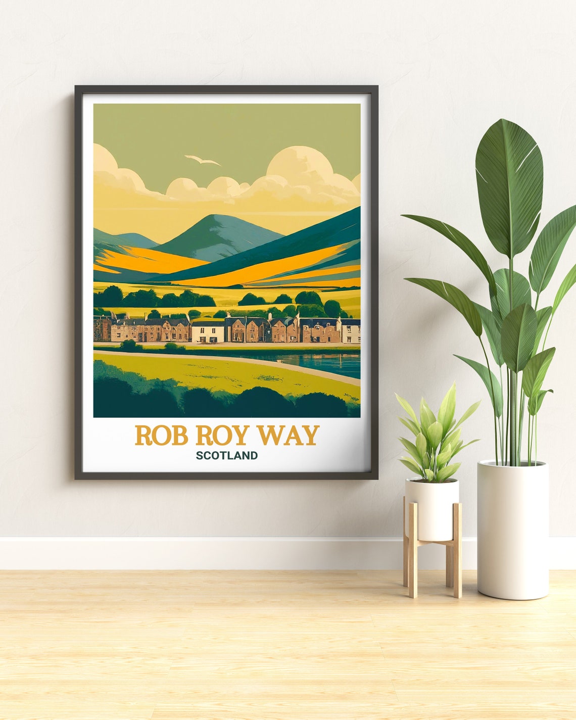 Rob Roy Way Scotland Village River Golden Mountain Sunset Poster - Image 3