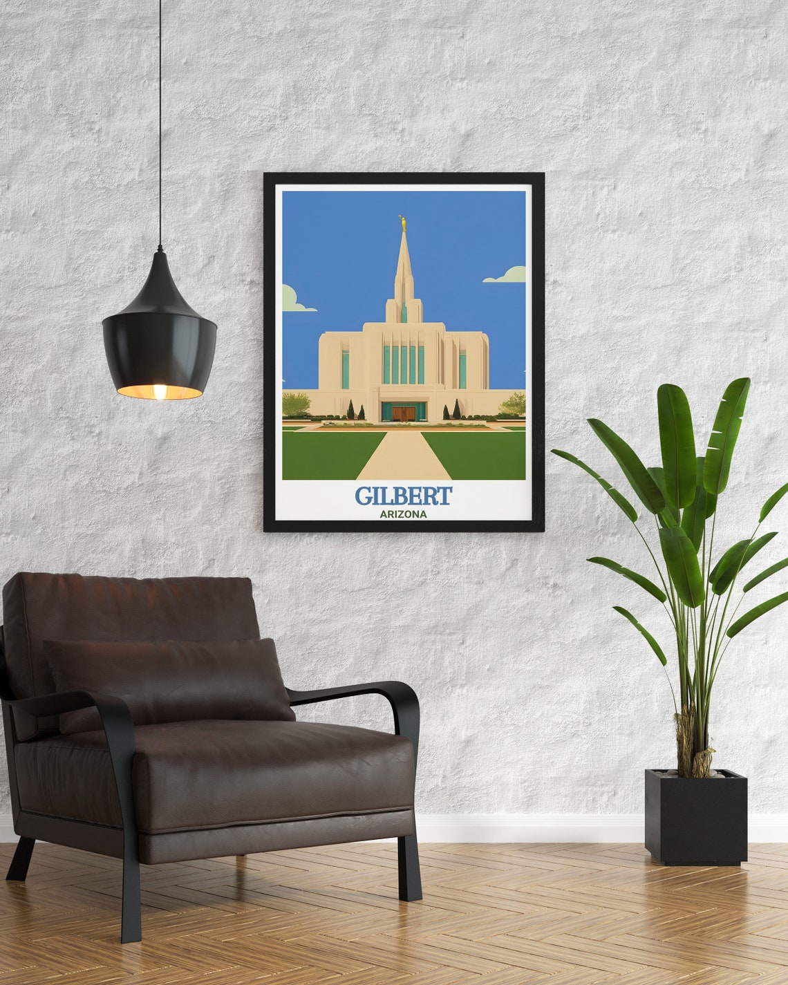 Gilbert Arizona Temple Landmark Building Illustration Travel Poster - Image 3
