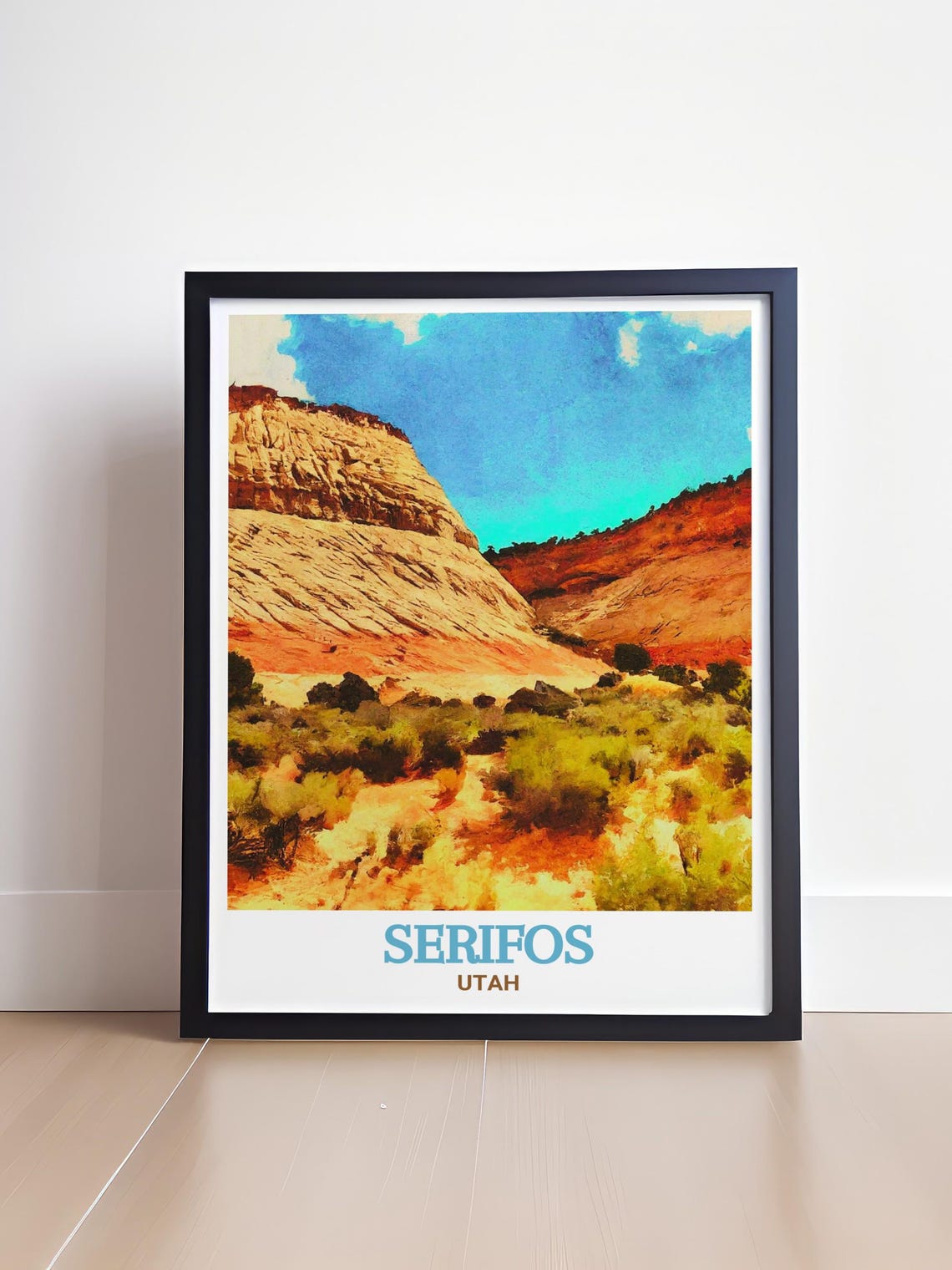 Serifos Utah Golden Desert Cliffs Warm Sunshine Travel Poster - Image 4