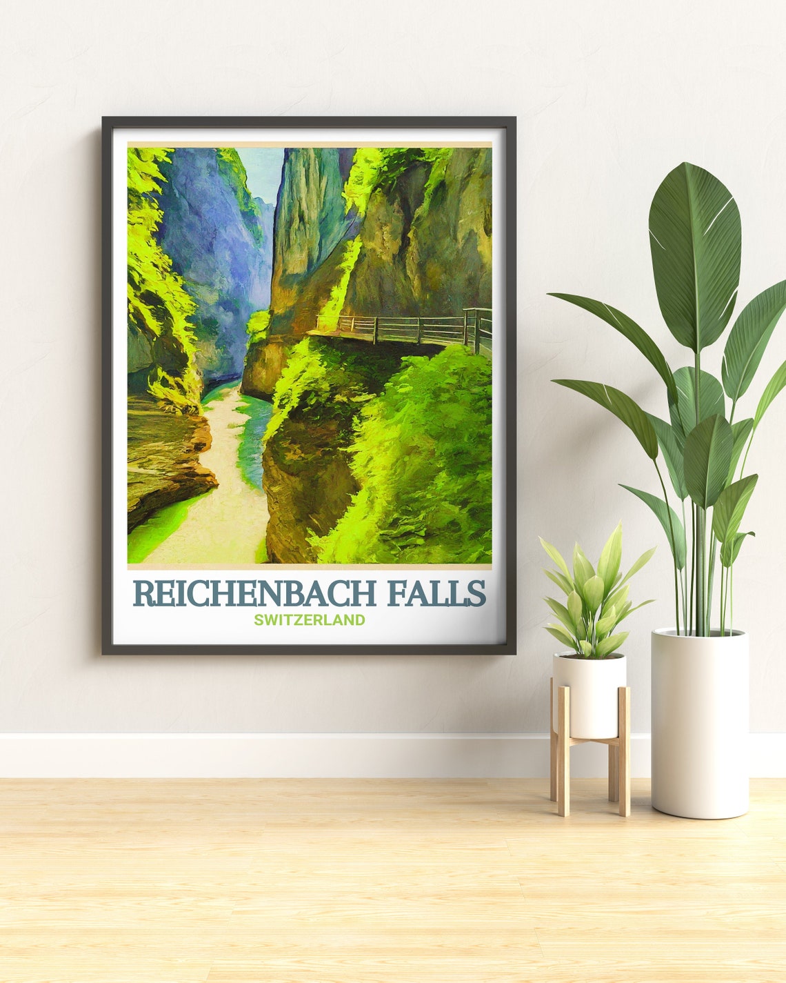 Reichenbach Falls Switzerland Cliff Walkway River View Poster - Image 3