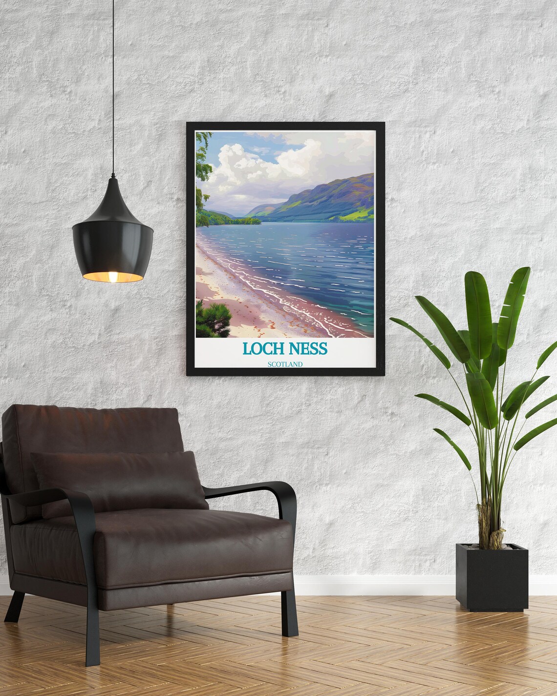Loch Ness Scotland Shoreline Mountains Peaceful Serene Water Poster - Image 2