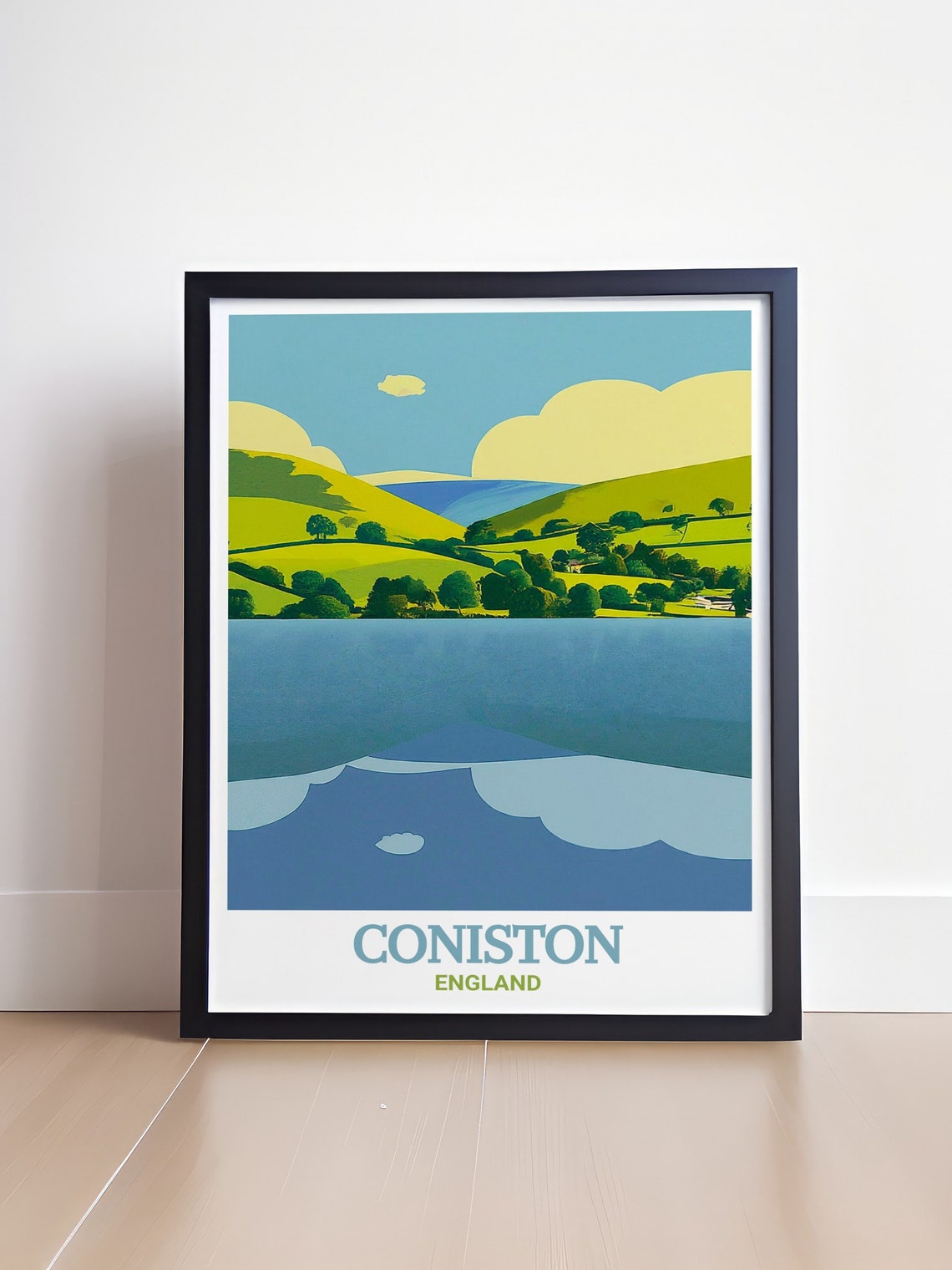 Coniston Water Lake And Green Hills Lake District Art Travel Poster - Image 4