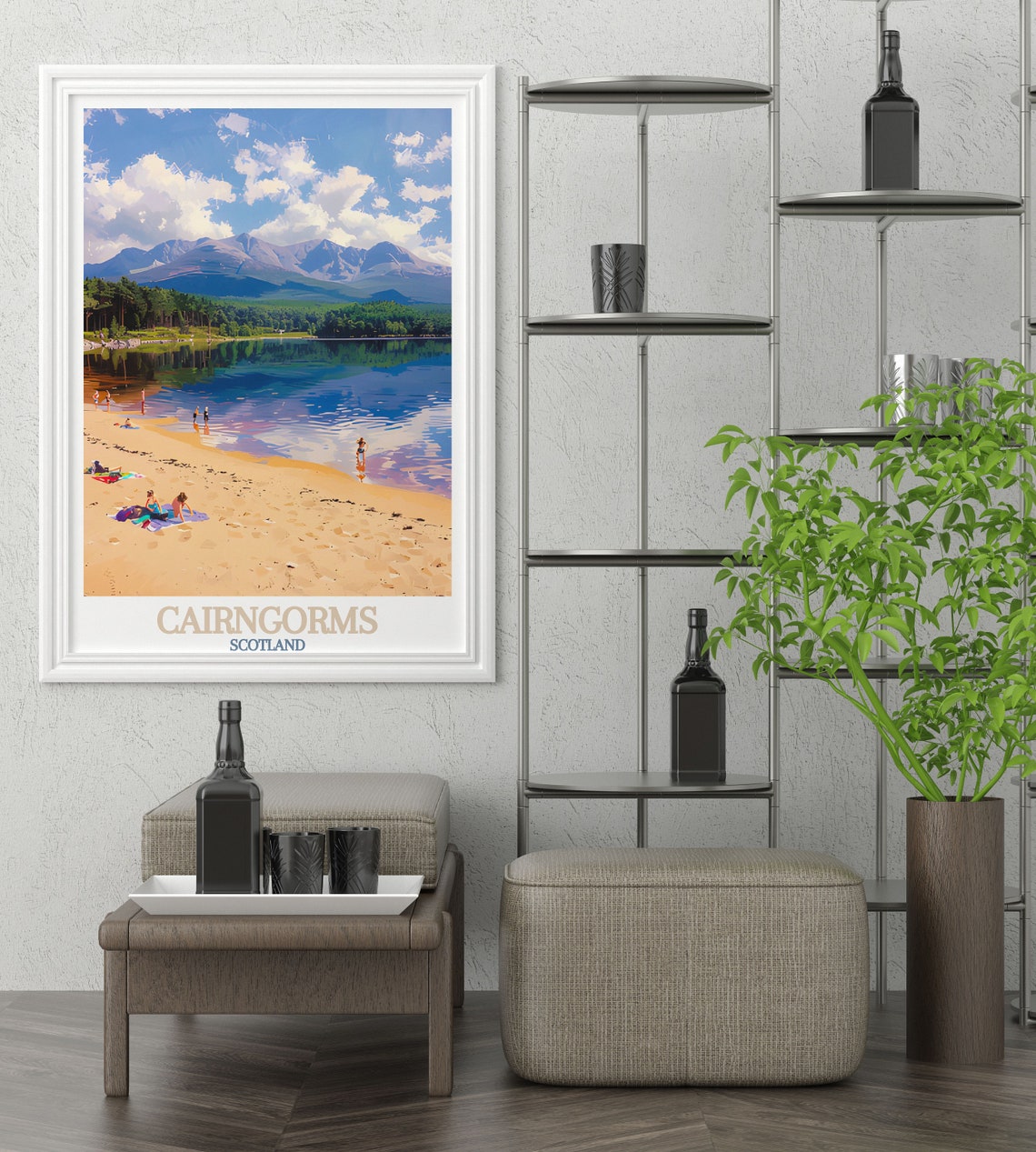 Cairngorms Scotland Loch Morlich Sandy Beach Summer Scene Poster - Image 3