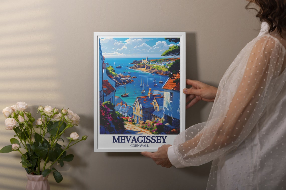 Mevagissey Cornwall Village Path Leading Down To The Harbor Poster - Image 2