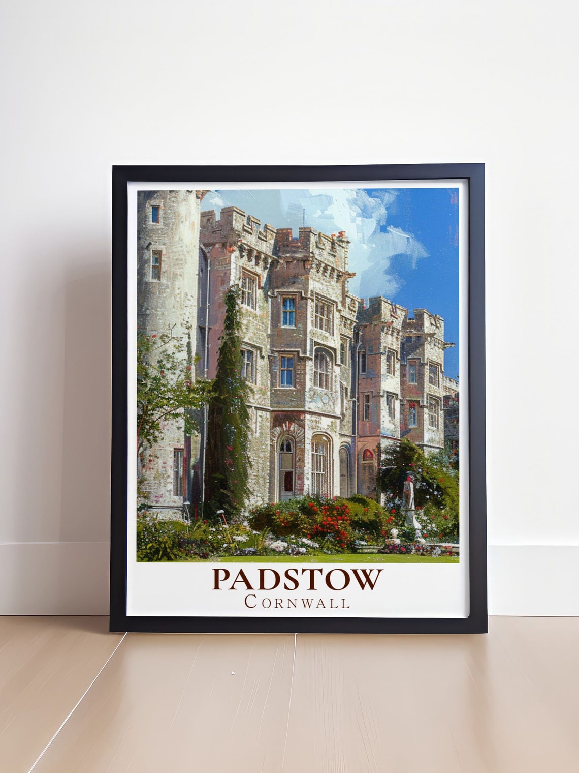 Padstow Cornwall Historic Stone Manor With Rose Gardens Poster - Image 4