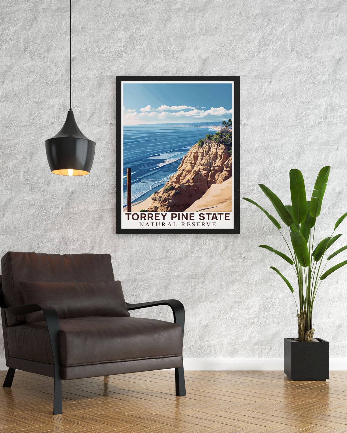Torrey Pines State Natural Reserve Cliffs Pacific Coast Travel Poster - Image 3