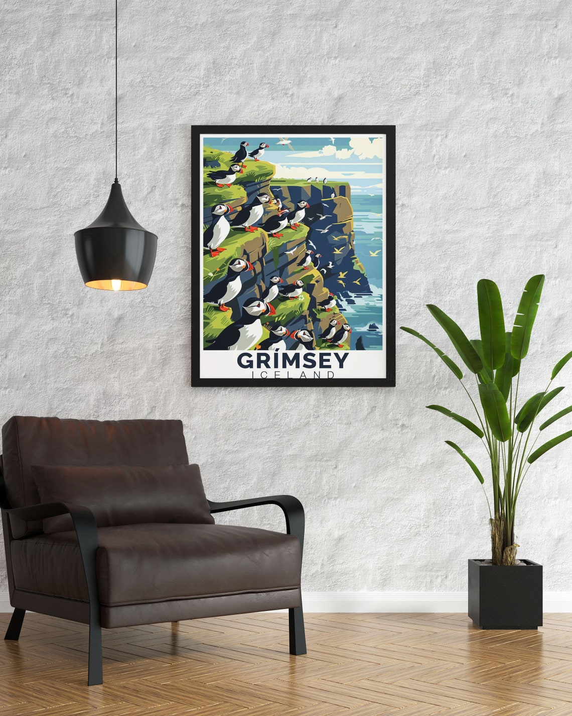 Grimsey Iceland Atlantic Puffin Colony Rugged Sea Cliffs Art Print - Image 3