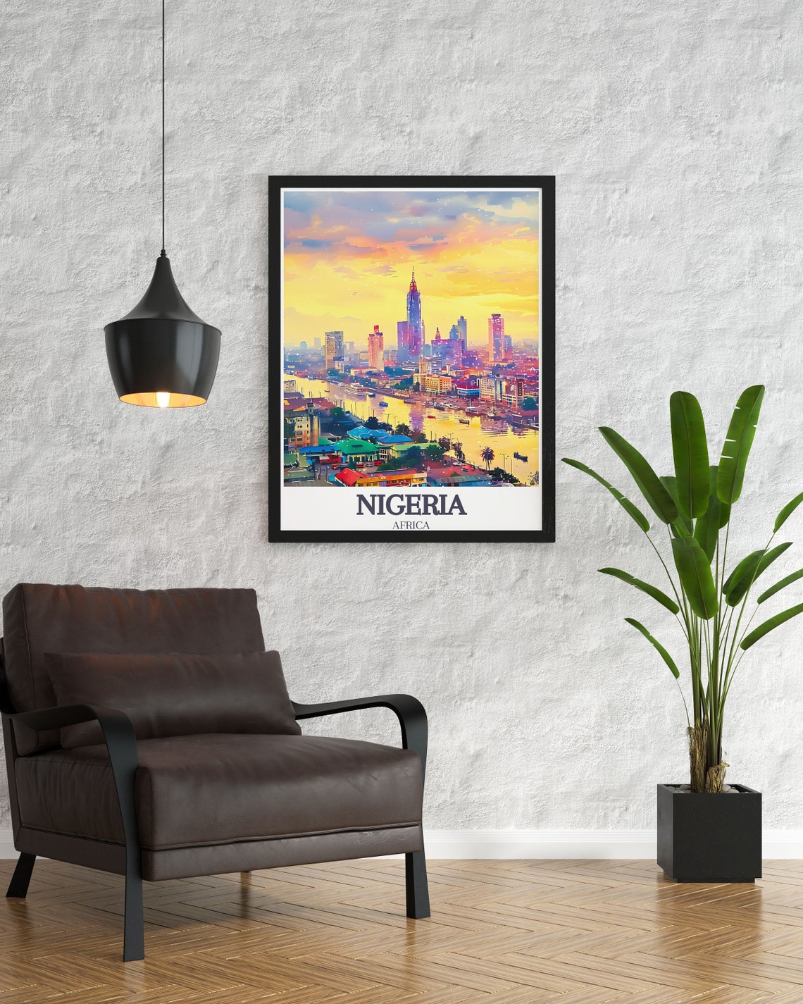 Nigeria Africa Lagos Golden Sunset Lagoon Waterfront Glow Poster - Image 2