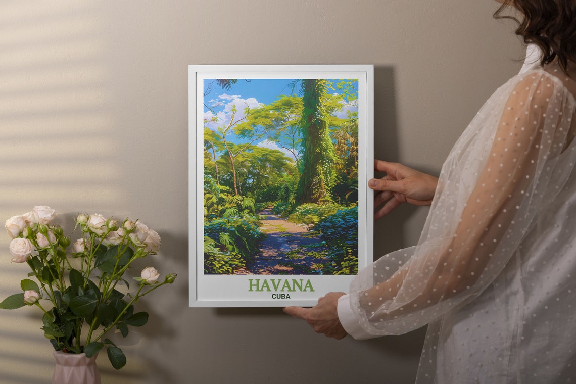 Havana Cuba Parque Almendares Tropical Jungle Path Art Classic Poster - Image 3