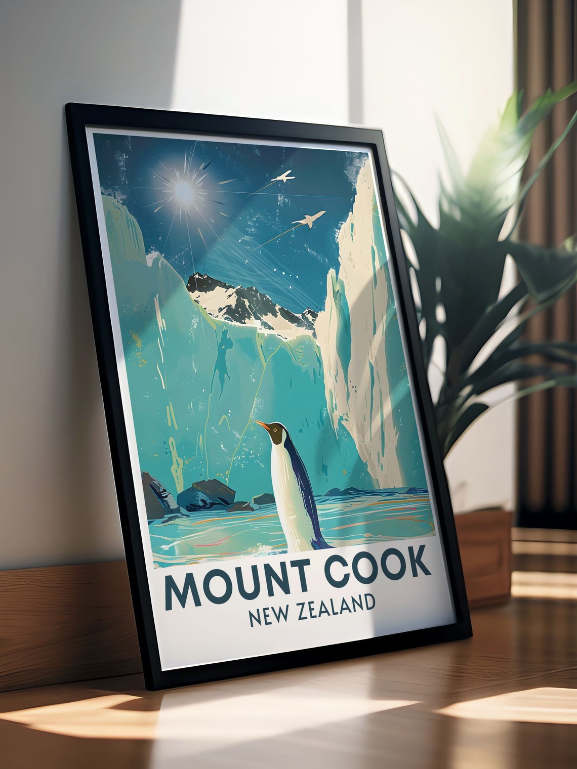 Tasman Glacier Penguin at Mount Cook New Zealand Travel Poster - Image 2