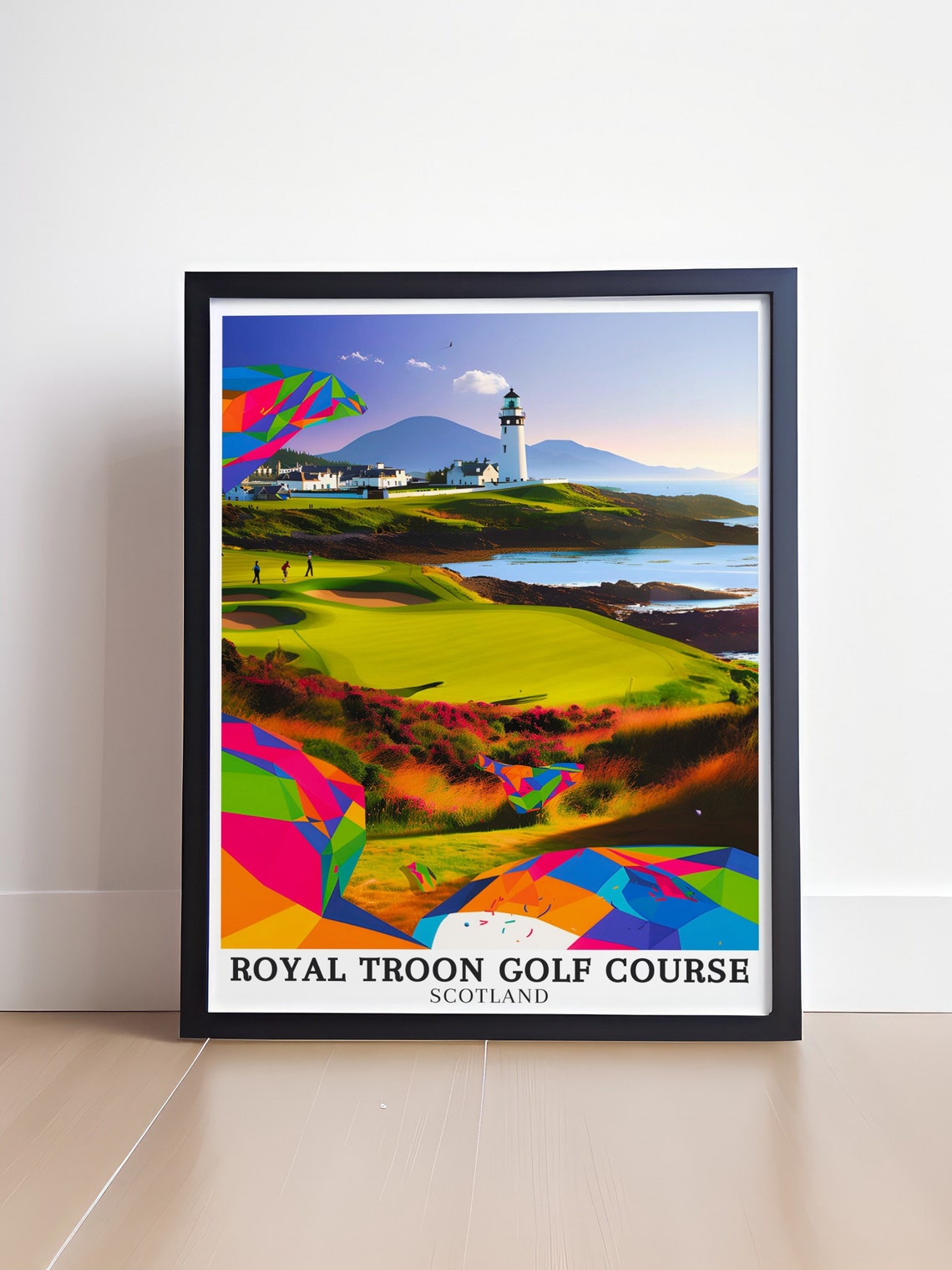 Royal Troon Golf Course Lighthouse Coastal Geometric Art Poster - Image 4