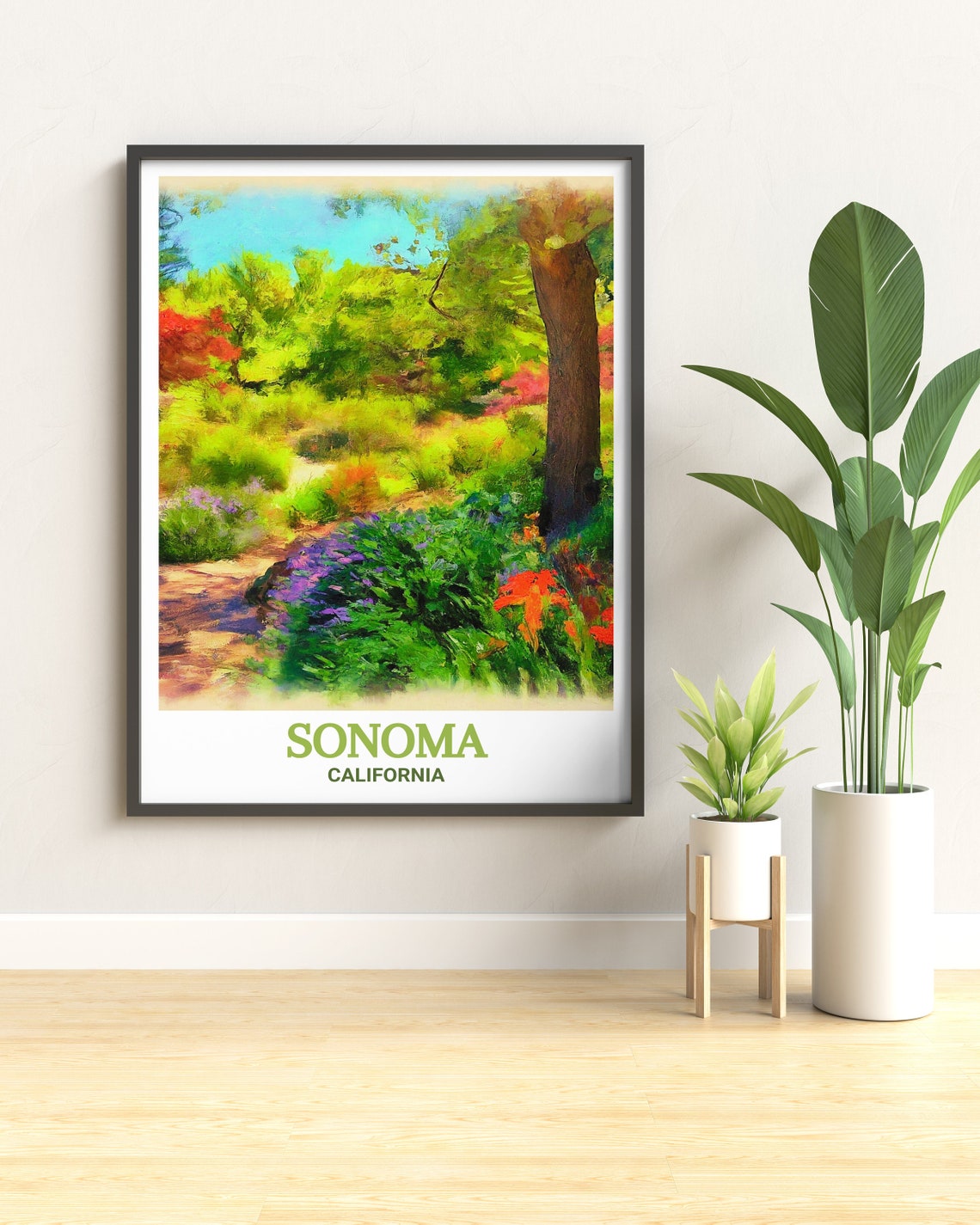 Sonoma California Colorful Botanical Garden Path Flowers Poster - Image 3