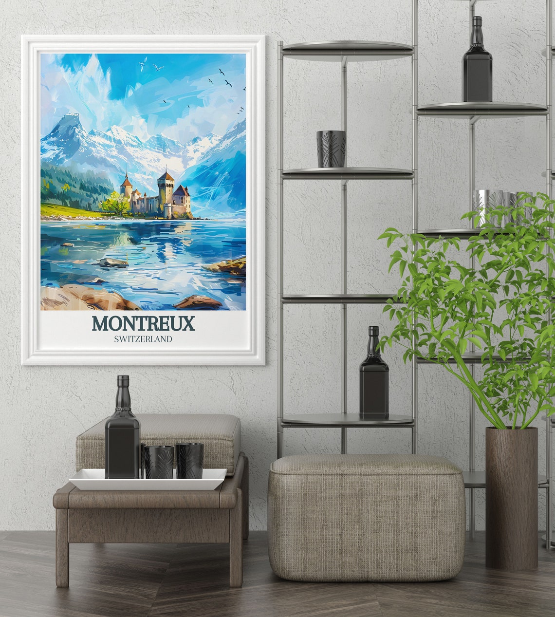 Montreux Switzerland Chillon Castle Lake Geneva Travel Poster - Image 3