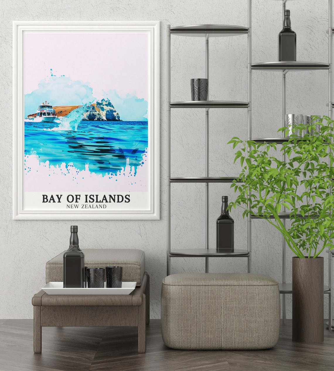 Bay Of Islands Travel Poster Marine Reserve Motukokako Island Print Marine Reserve Motukokako Island Decor Bay Of Islands Decor - Image 3