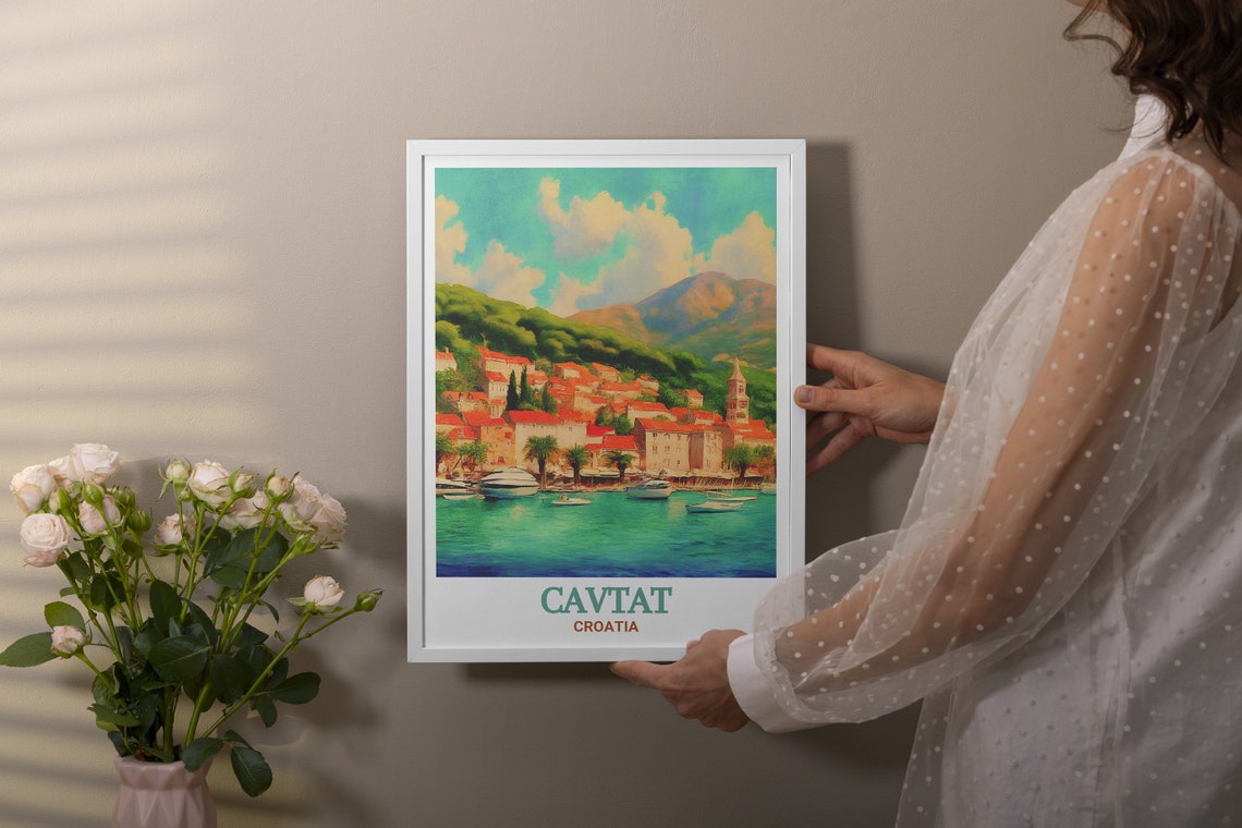 Cavtat Travel Print Cavtat Old Town Posters And Prints Cavtat Travel Posters And Wall Art Croatia Travel Art Cavtat Old Town Decor - Image 3