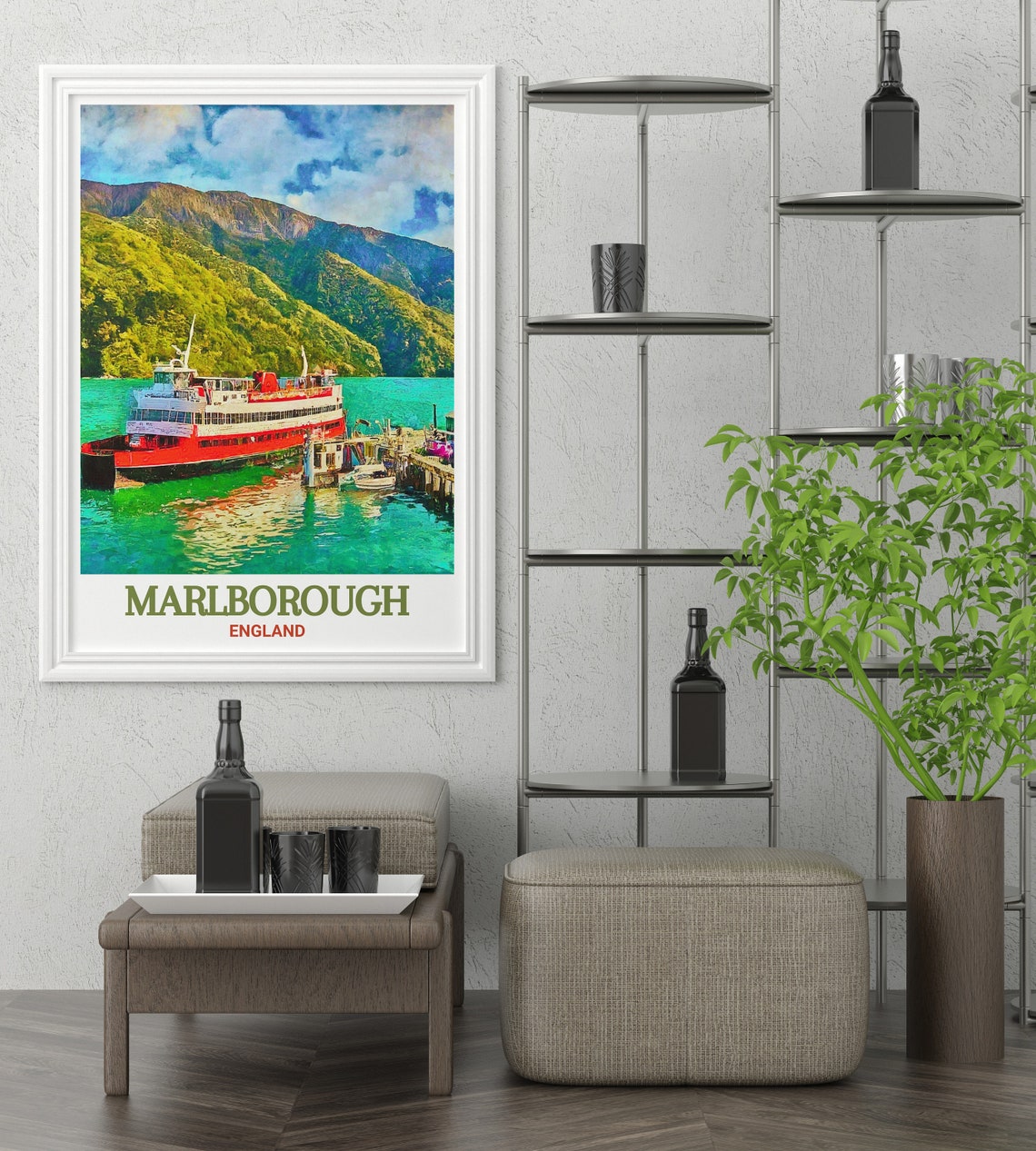 Marlborough Red Ferry Harbour Nostalgic Vintage Travel Poster - Image 3