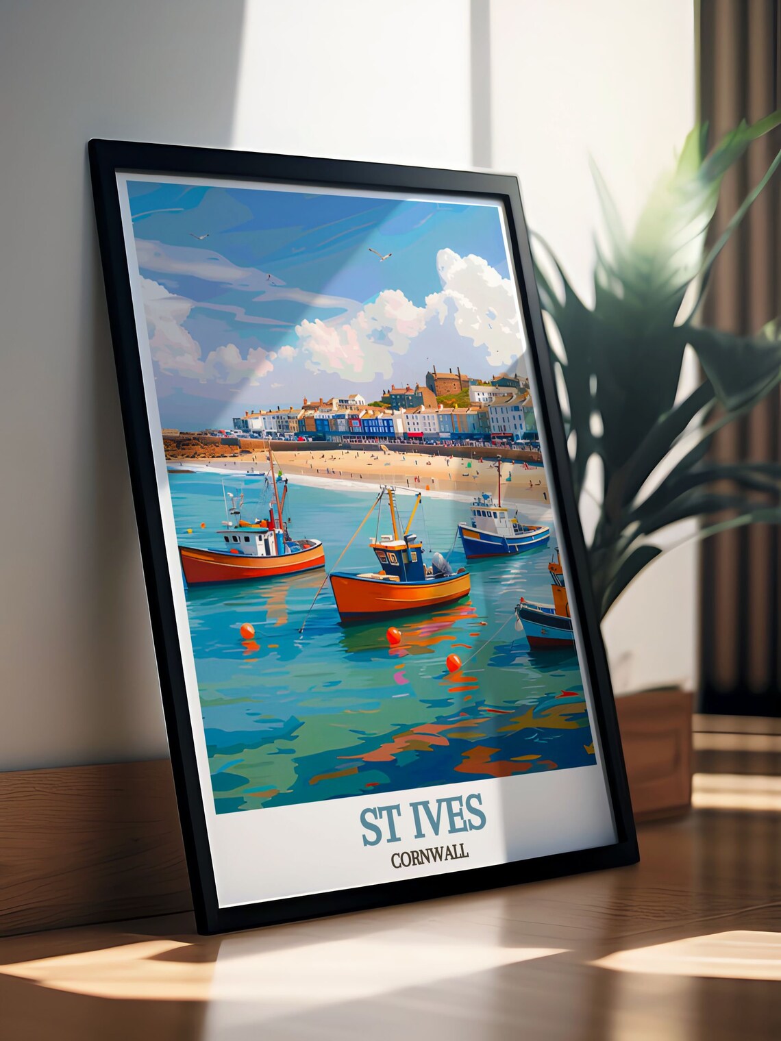 St Ives Harbour Colorful Fishing Boats Cornwall Beach England Poster - Image 3