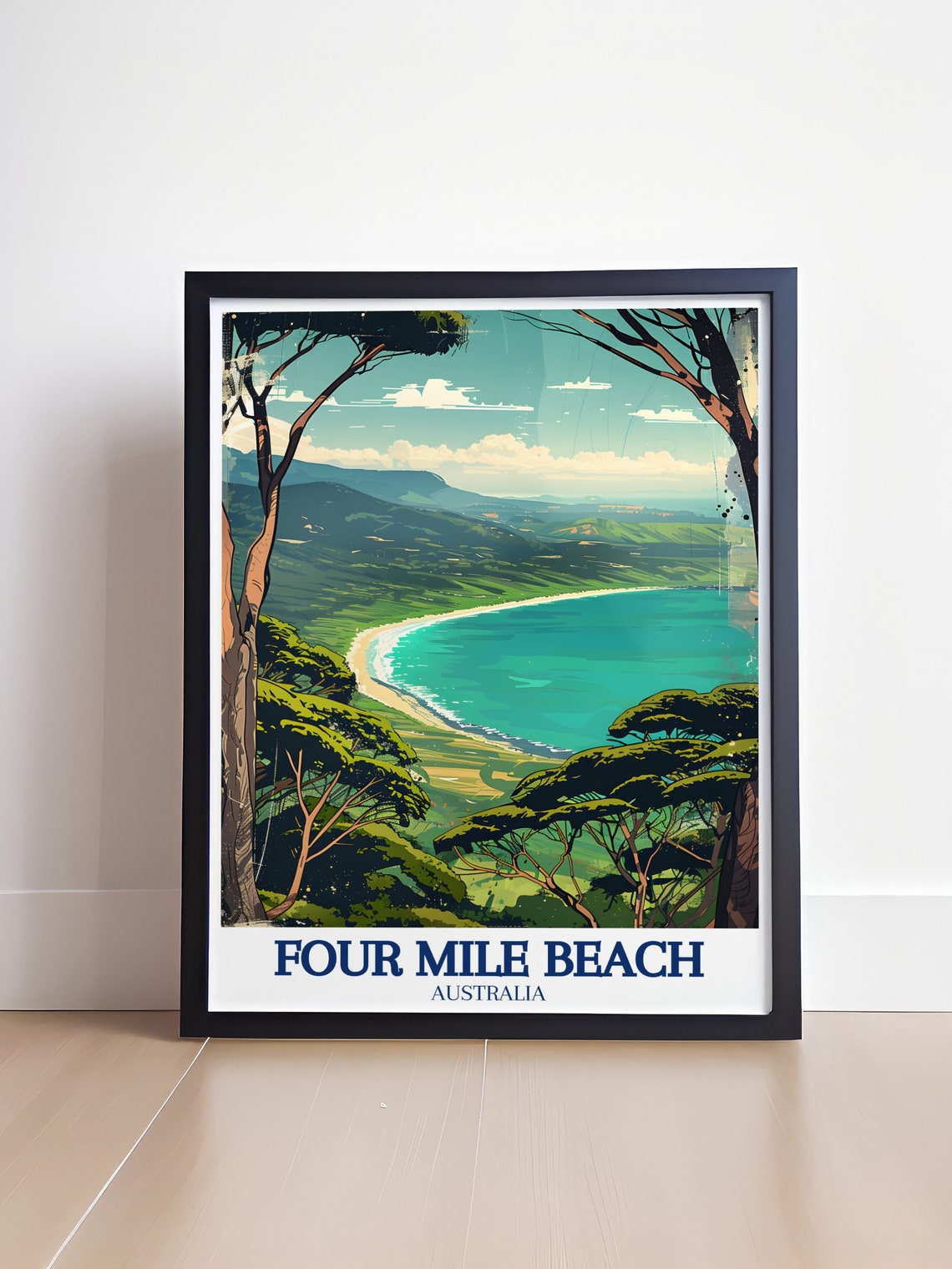 Four Mile Beach Australia Turquoise Bay From Hilltop Trees Poster - Image 4