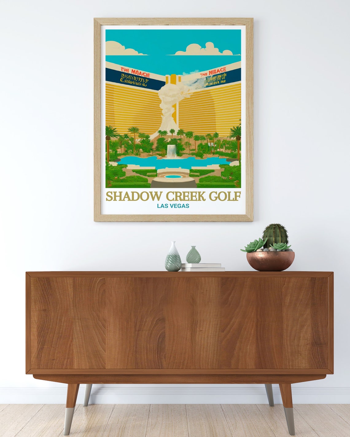 Shadow Creek Golf Las Vegas Mirage Volcano Retro Style Travel Poster - Image 2