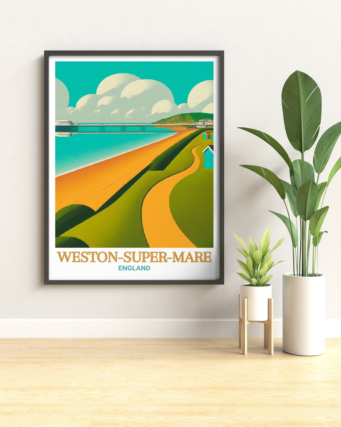 Weston Super Mare England Retro Beach Seafront Travel Poster - Image 3