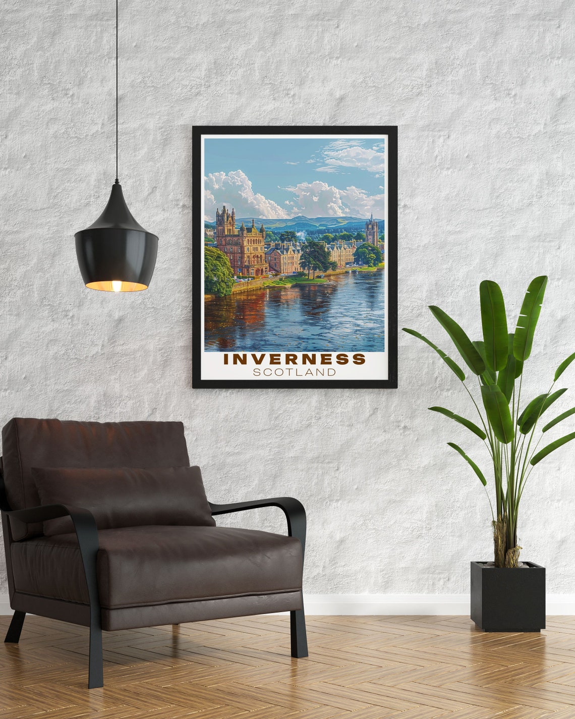 Inverness Scotland Castle Above River Ness Sunset Travel Poster - Image 2