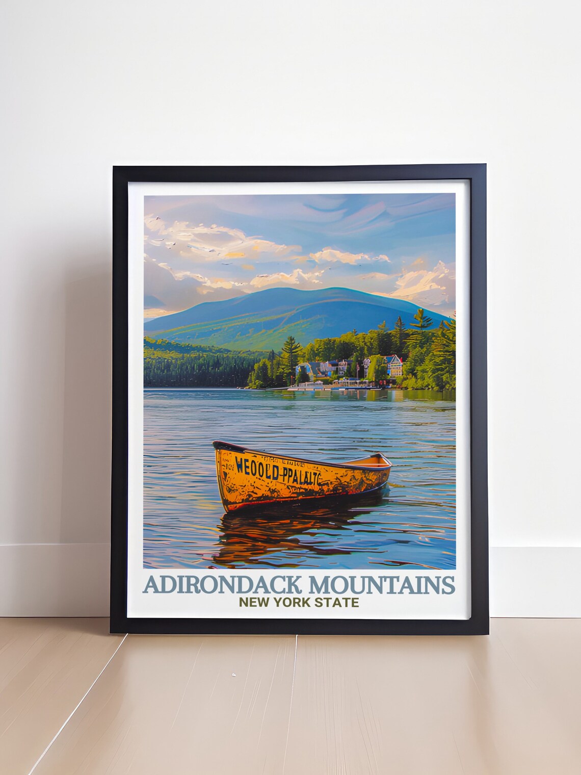 Adirondack Mountains Canoe Lake Summer Morning Travel Art Poster - Image 4