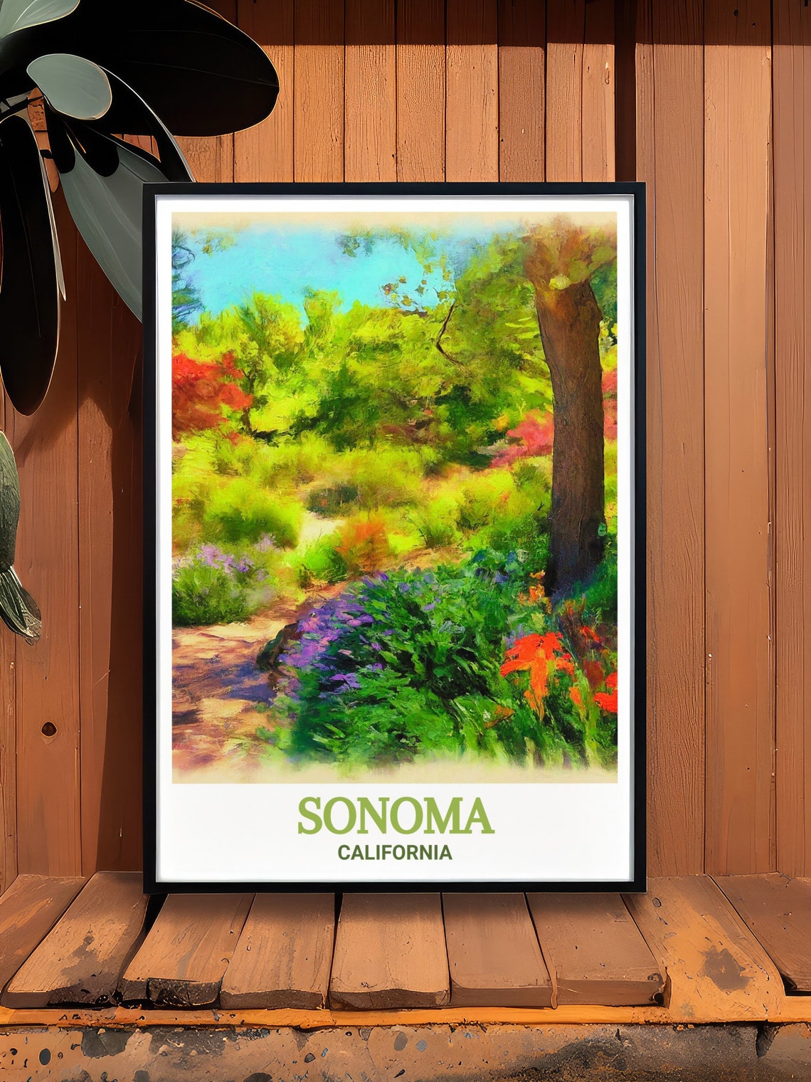 Sonoma California Colorful Botanical Garden Path Flowers Poster - Image 2