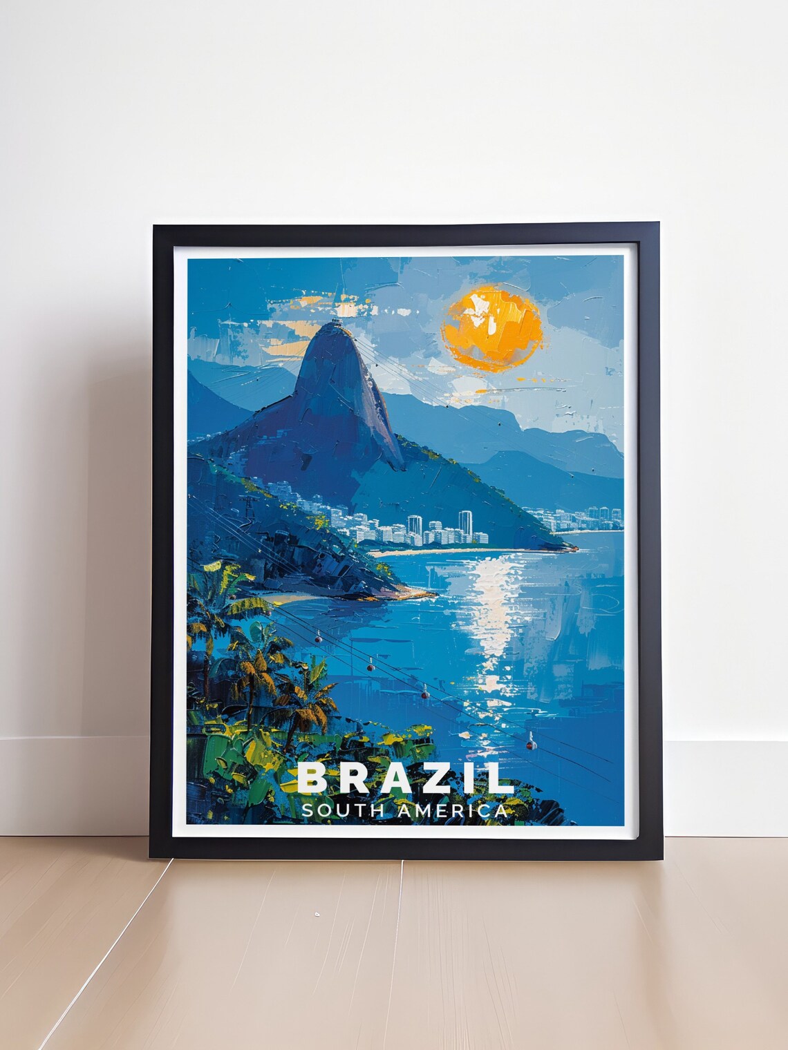 Brazil Sugarloaf Mountain Poster Rio Sunset Oil Painting Travel Art - Image 4